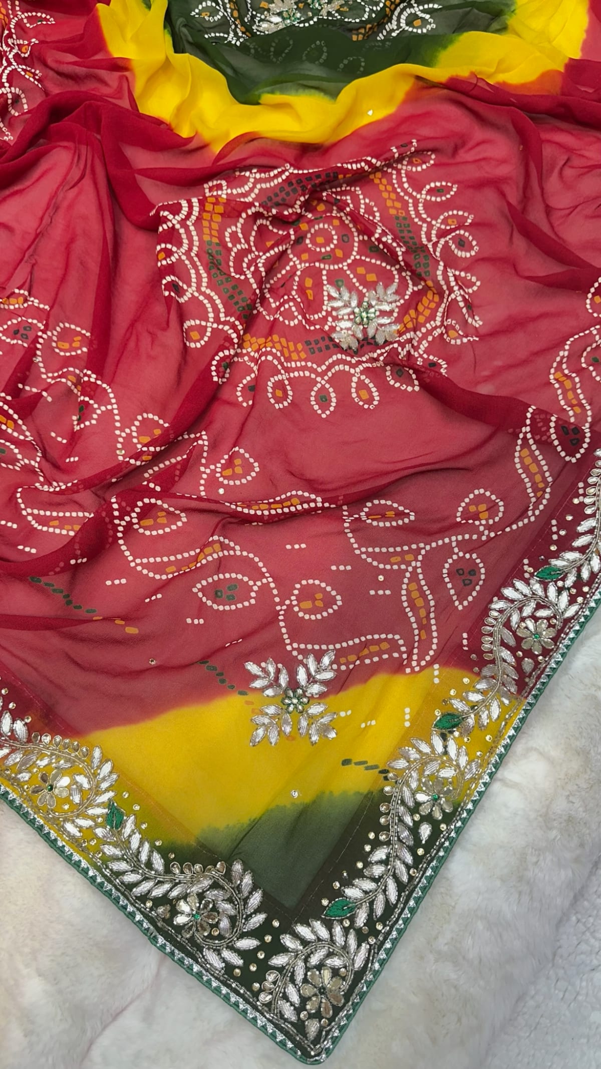 Lemon Pilla Odhna Dupatta – Viscose Georgette Rajasthani Zardozi Kundan Patti Work