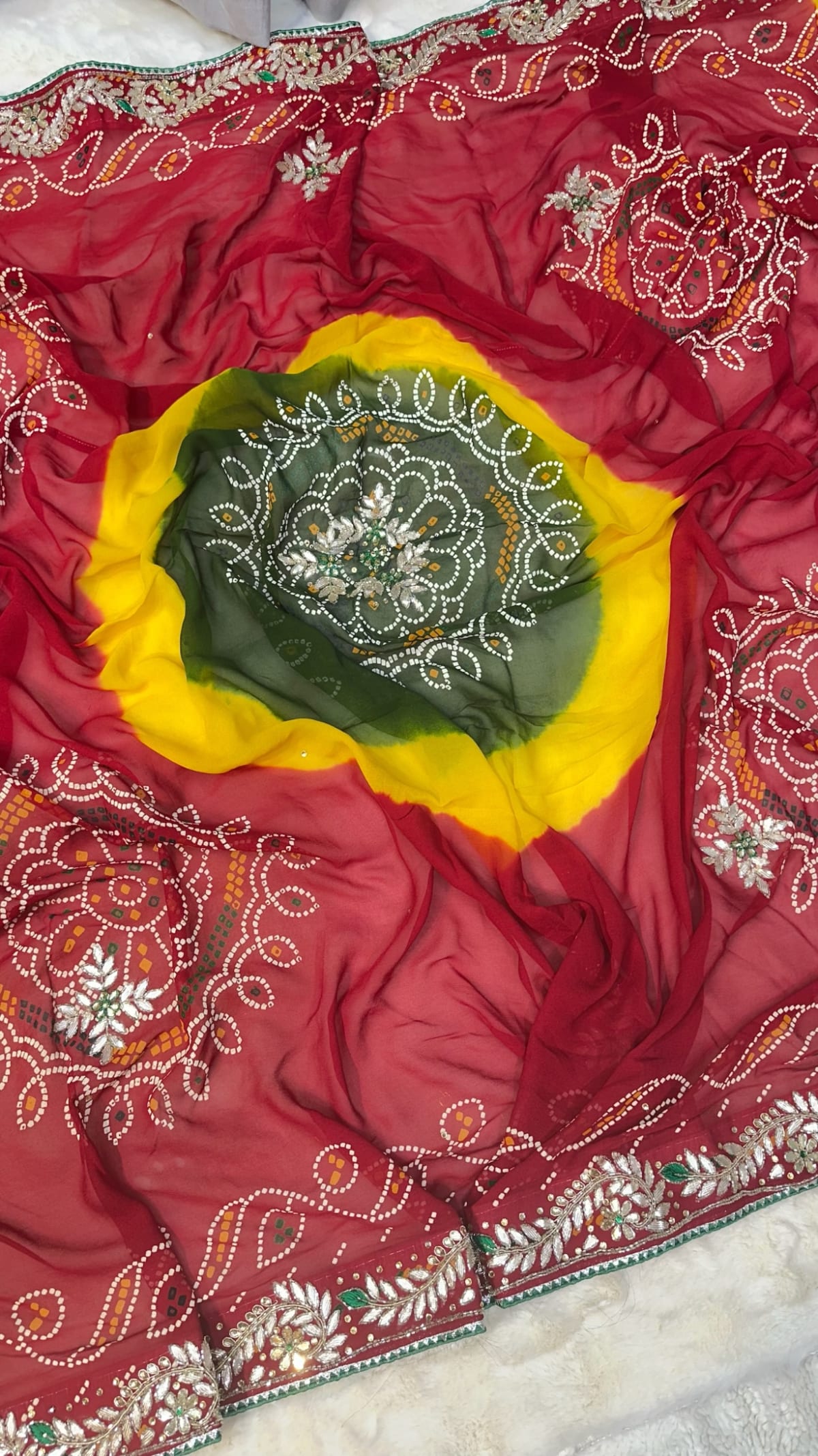 Lemon Pilla Odhna Dupatta – Viscose Georgette Rajasthani Zardozi Kundan Patti Work