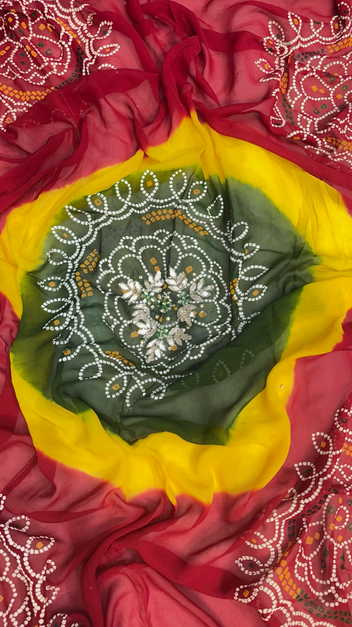 Lemon Pilla Odhna Dupatta – Viscose Georgette Rajasthani Zardozi Kundan Patti Work
