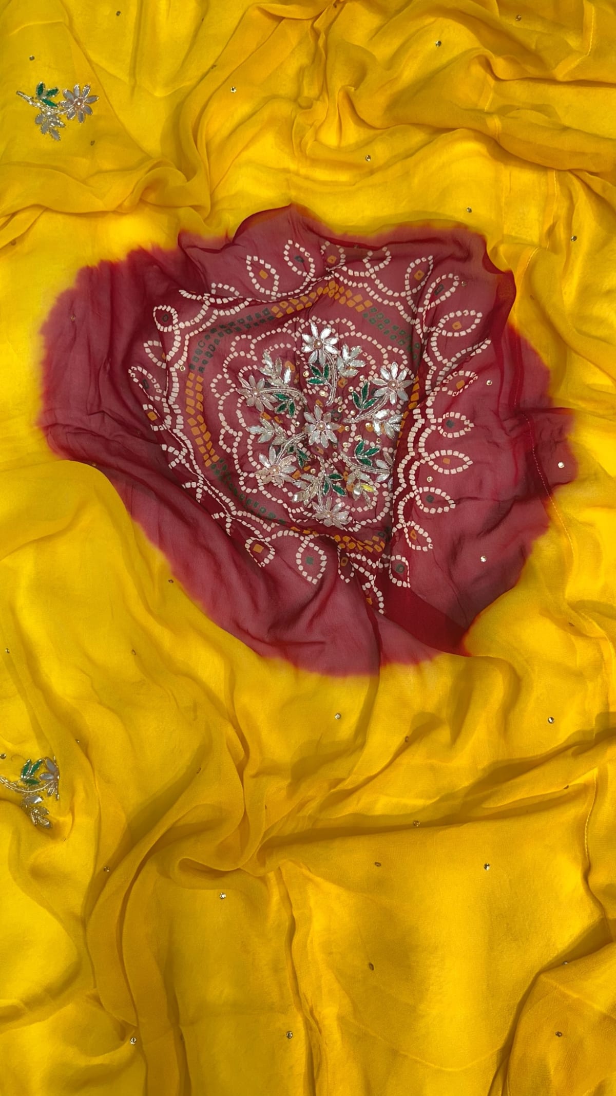 Designer Lemon Pilla Odhna – Viscose Georgette Fabric Rajasthani Dupatta with Zardozi Kundan Patti Handwork