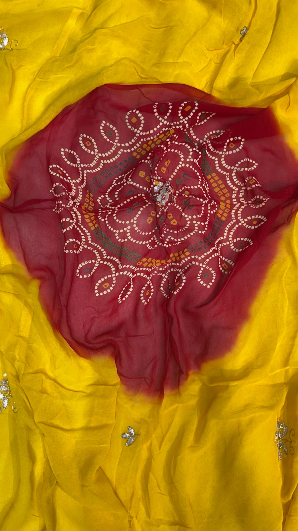 Traditional Lemon Pilla Odhna – Viscose Georgette Fabric Dupatta with Zardozi Kundan Patti Hand Embroidery