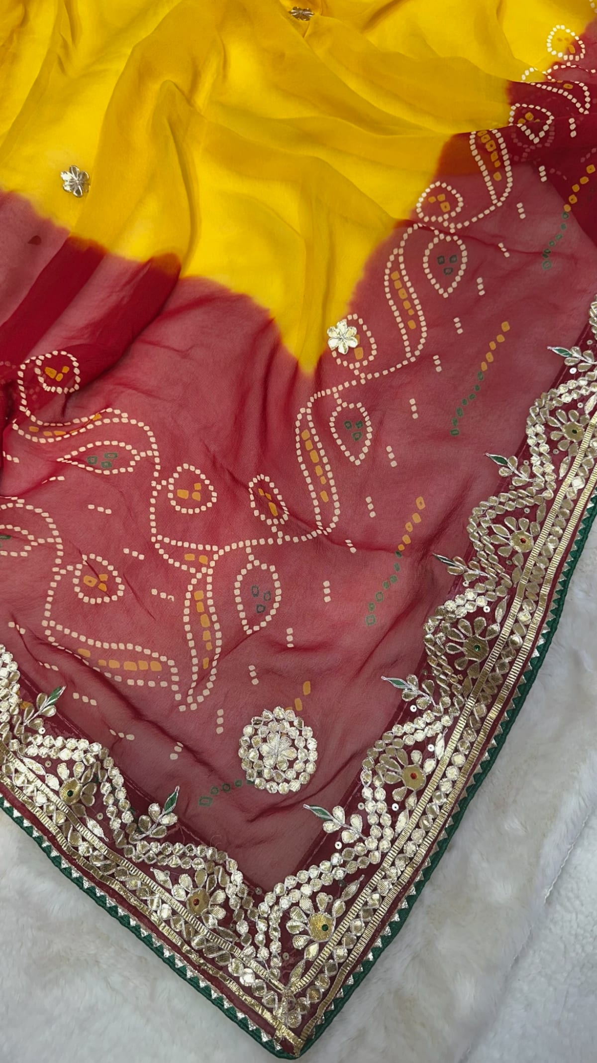 Lemon Pilla Odhna – Viscose Georgette Fabric Traditional Rajasthani Dupatta with Gotta Patti Work