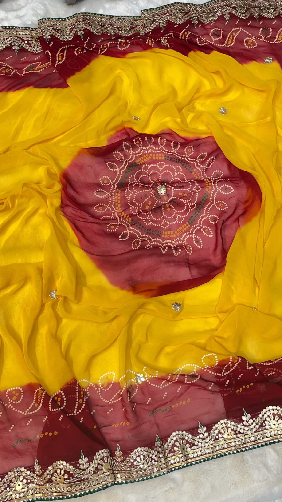 Lemon Pilla Odhna – Viscose Georgette Fabric Traditional Rajasthani Dupatta with Gotta Patti Work
