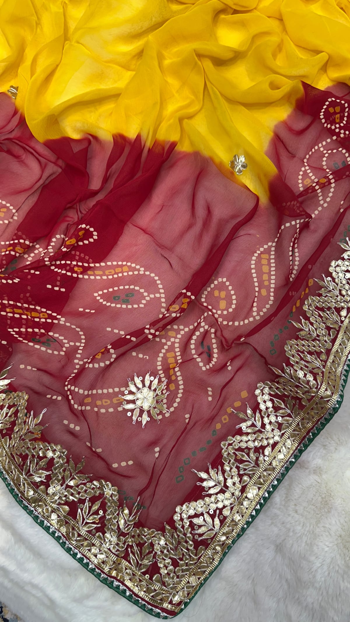 Lemon Pilla Odhna – Viscose Georgette Fabric Rajasthani Dupatta with Traditional Gotta Patti Work
