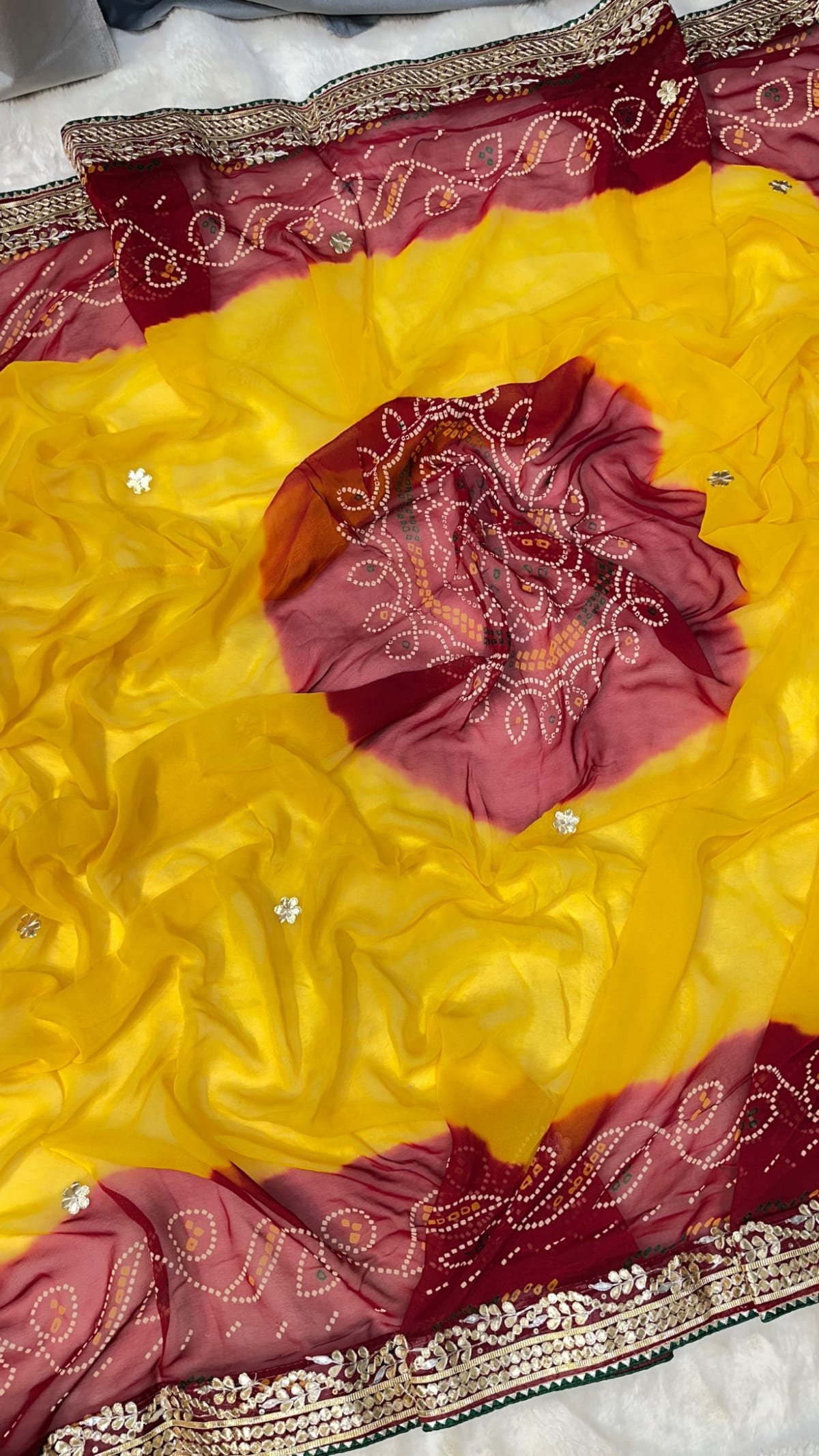 Premium Lemon Pilla Odhna – Viscose Georgette Fabric Rajasthani Dupatta with Designer Gotta Patti Work