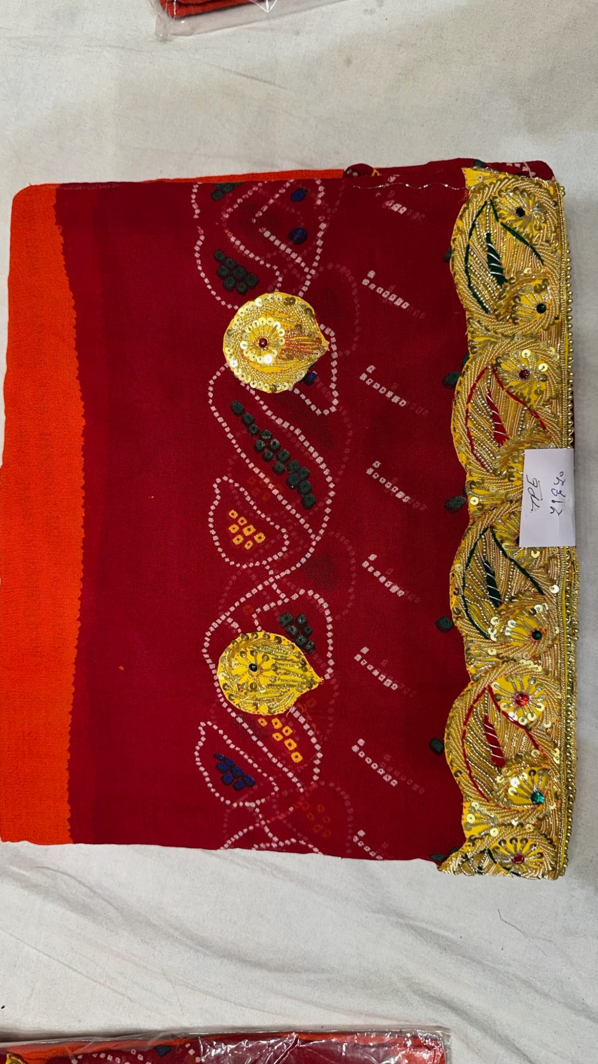 Designer Pilla Odhna – Viscose Georgette Fabric Traditional Dupatta with Classic Belbutti Pattern