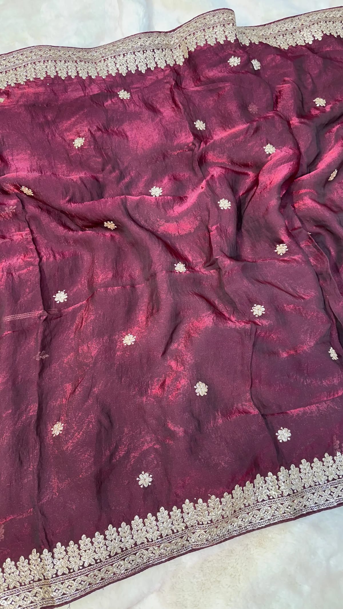 Designer Pure Cosmo Fabric Saree with Heavy Zari Embroidery & Diamond Stone Work – Premium Party Wear Ethnic Saree