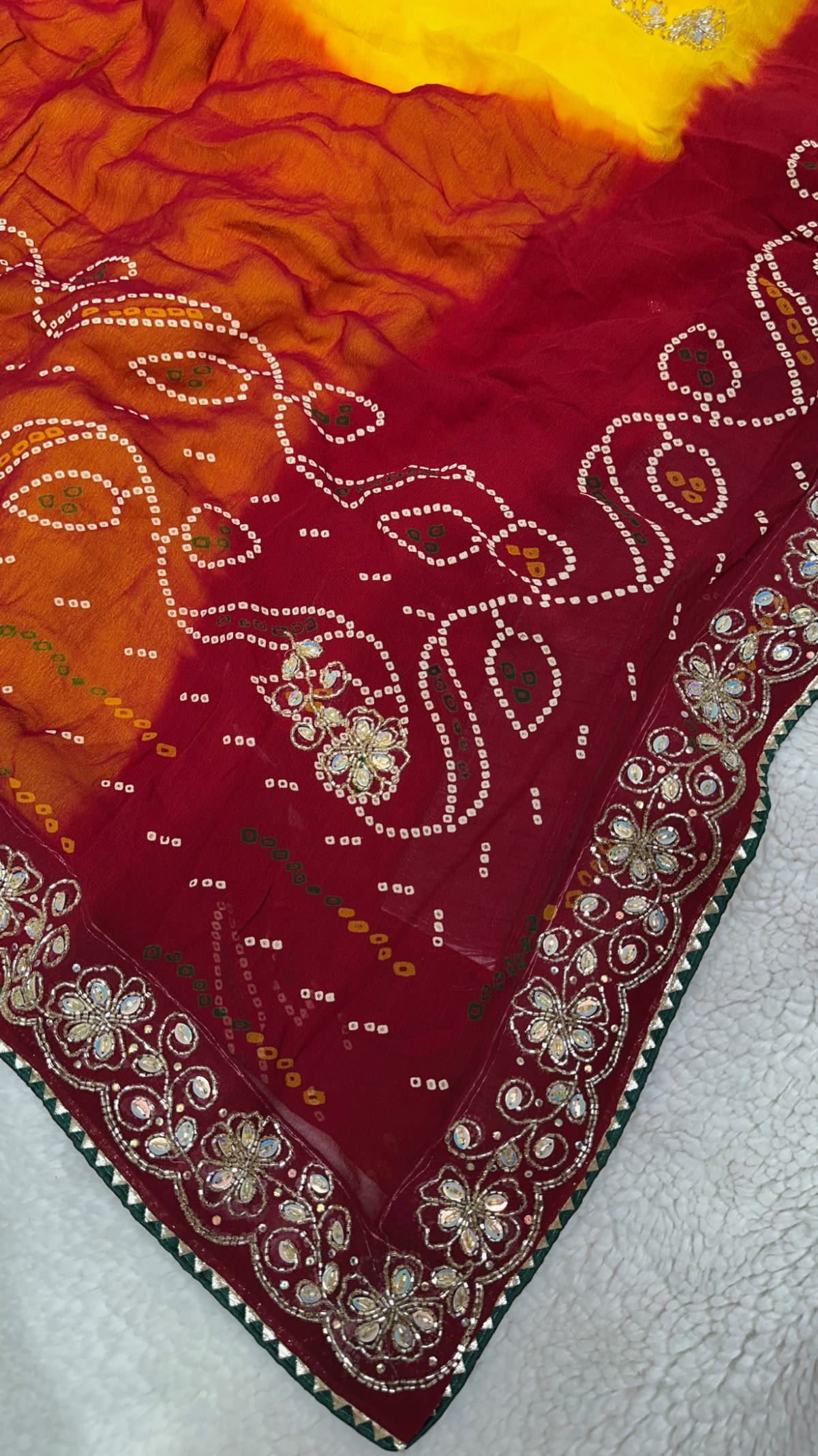 Lemon Pilla Designer Saree in Pure Viscose Georgette Fabric with Kundan Patti & Moti Work – Festive Party Wear Saree