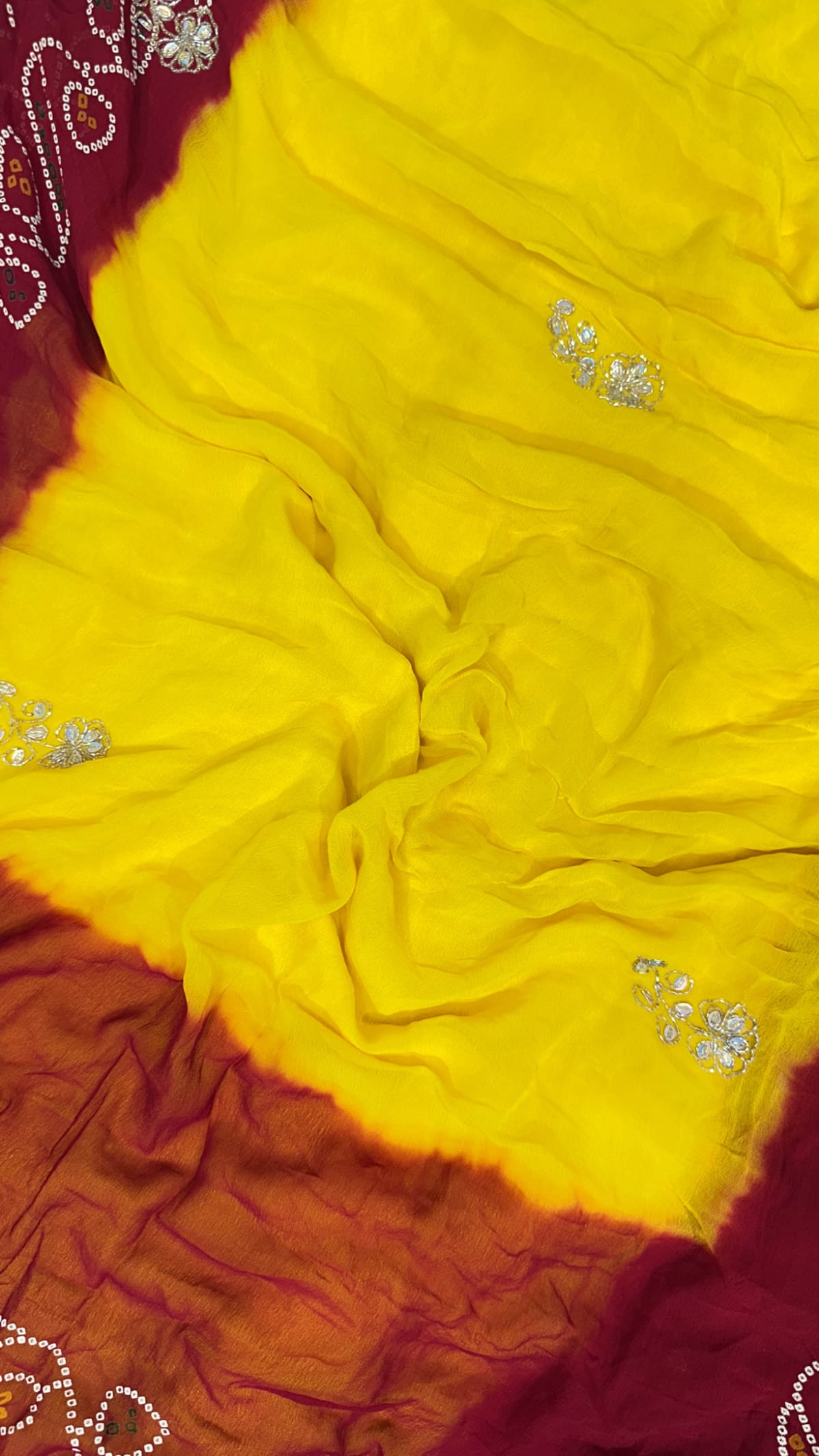 Lemon Pilla Designer Saree in Pure Viscose Georgette Fabric with Kundan Patti & Moti Work – Festive Party Wear Saree