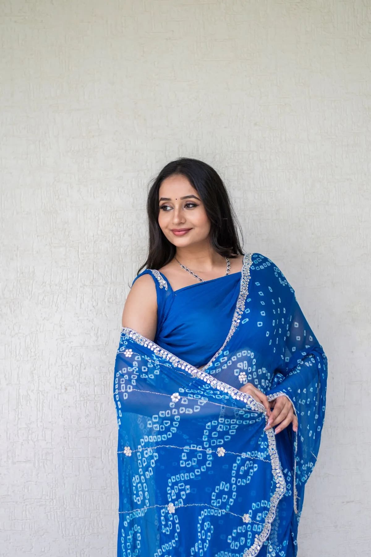 Chiffon Fabric Bandhej Saree with Kardana Patti Work