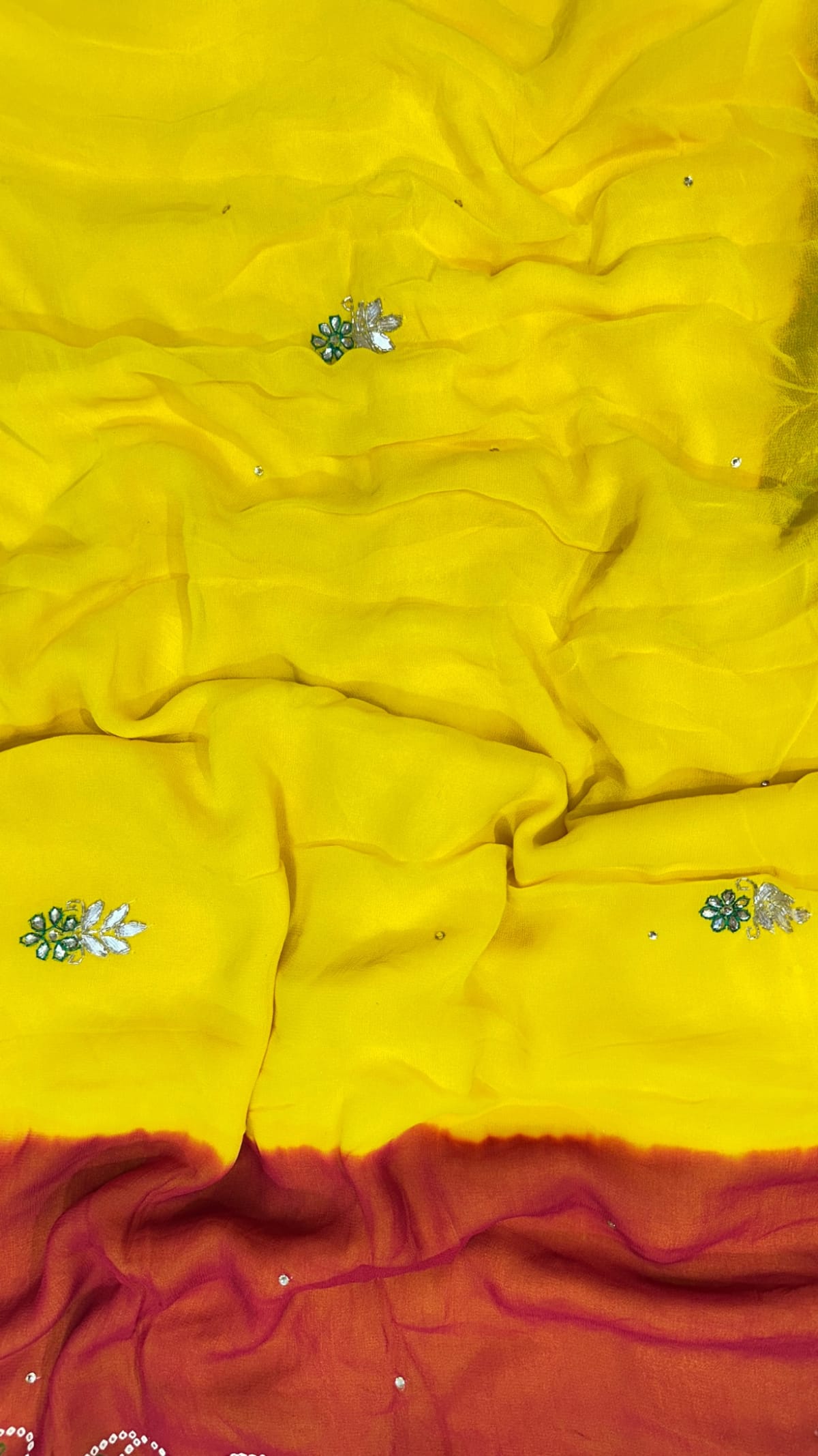 Lemon Yellow Designer Saree in Pure Viscose Georgette Fabric with Kundan Patti & Moti Work – Trending Festive & Wedding Wear Saree