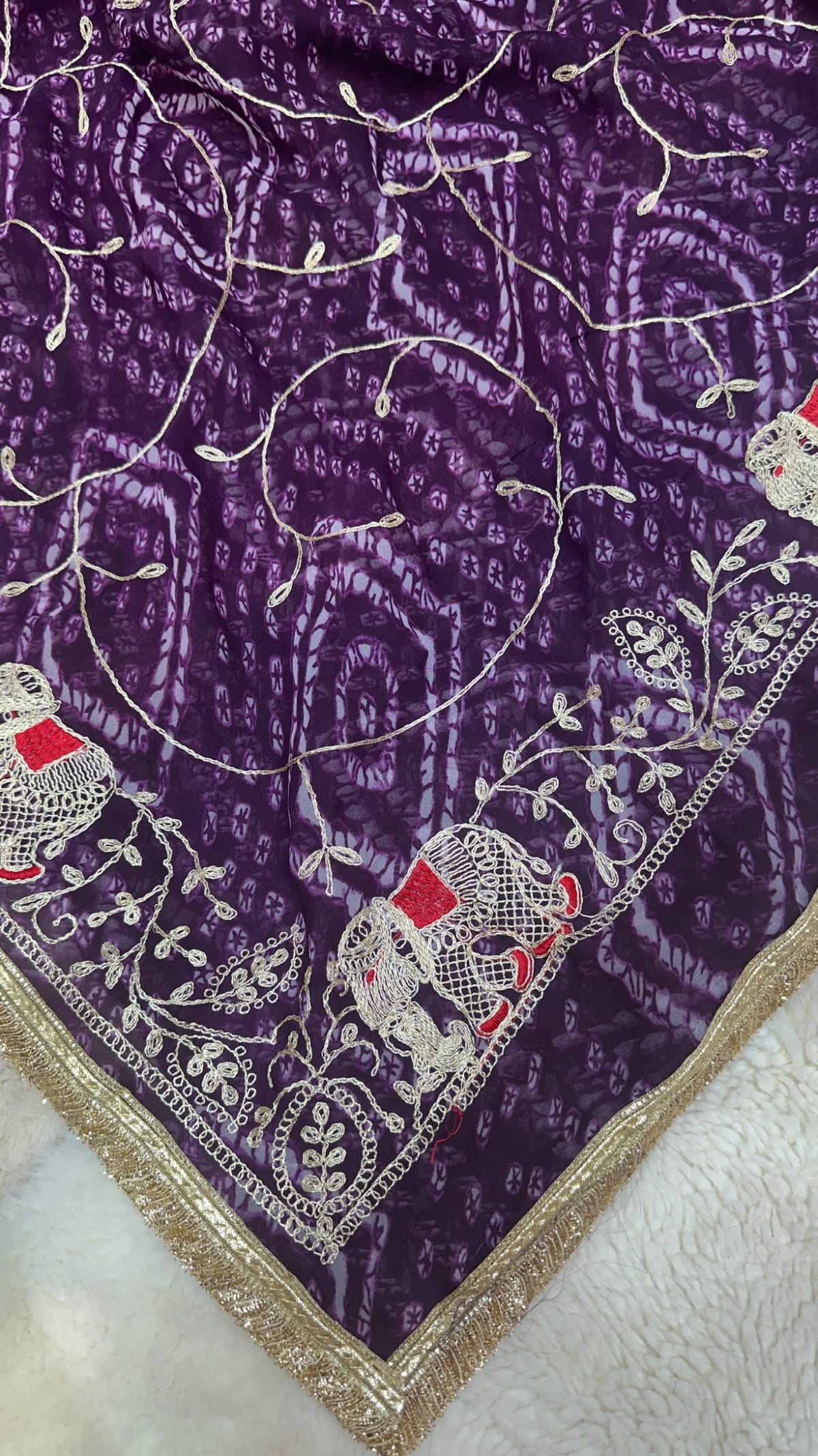 Leheriya Georgette Fabric Saree with Handmade Gotta Patti Work – Traditional Rajasthani Festive & Wedding Wear Saree