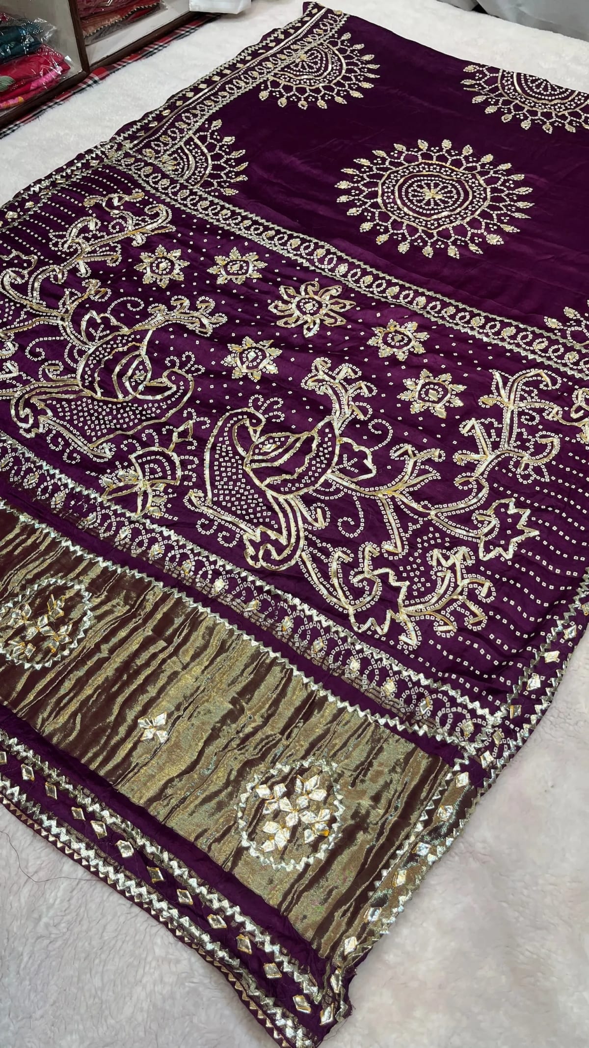 Modal Silk Fabric Saree with Traditional Kaccha Gota Work – Elegant Festive Ethnic Wear