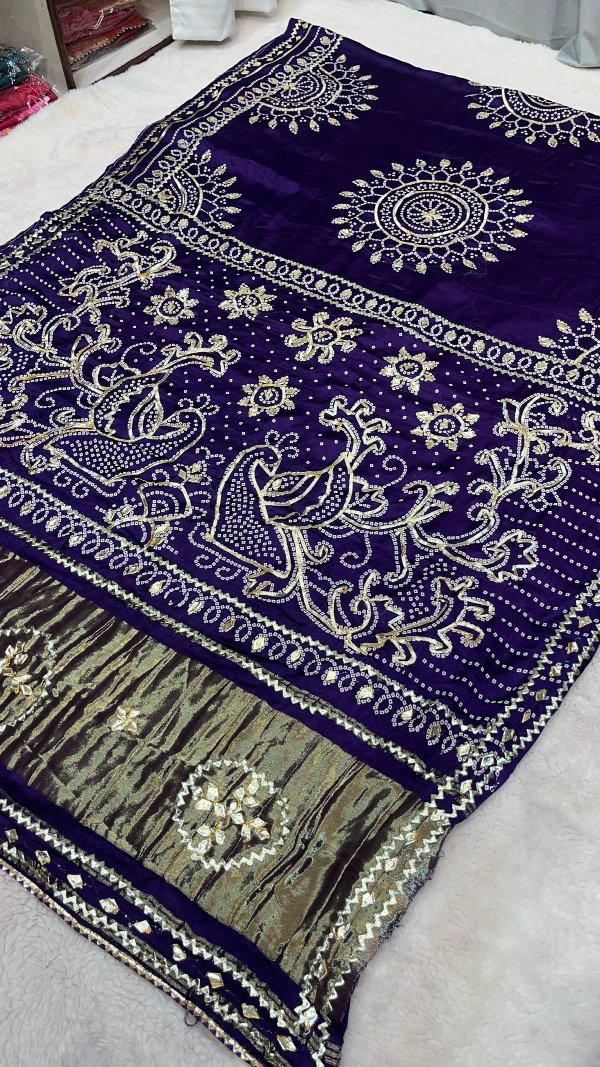 Modal Silk Fabric Saree with Traditional Kaccha Gota Work – Elegant Festive Ethnic Wear