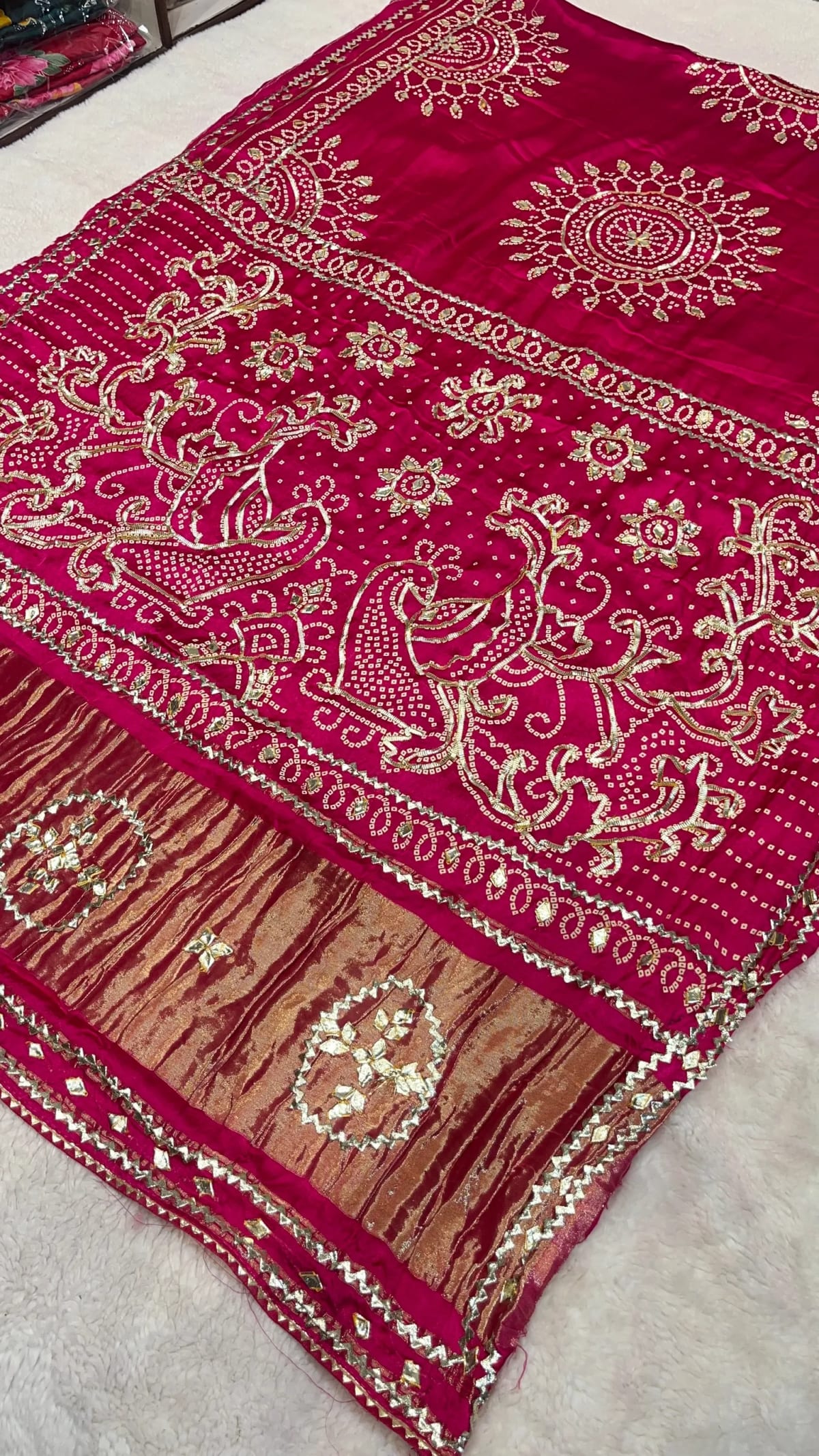 Modal Silk Fabric Saree with Traditional Kaccha Gota Work – Elegant Festive Ethnic Wear