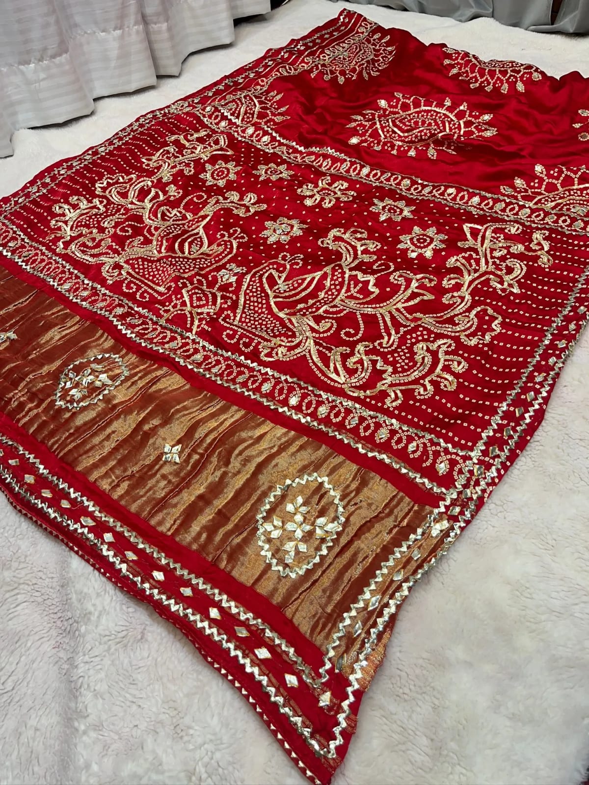 Modal Silk Fabric Saree with Traditional Kaccha Gota Work – Elegant Festive Ethnic Wear
