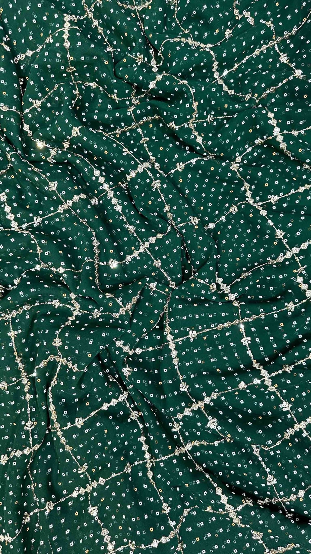 Designer Bandhej Saree in Fine Georgette Fabric with Zari Embroidery & Sequins Work – Festive & Wedding Wear Collection