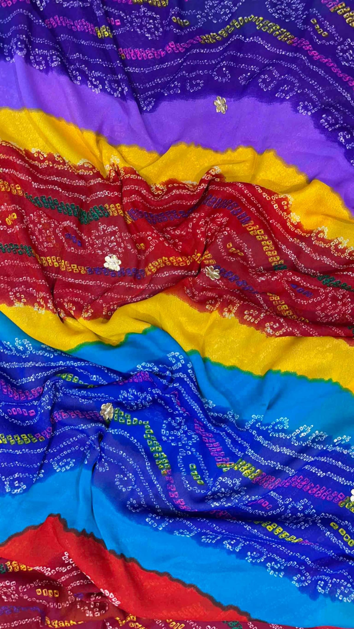 Traditional Bandhej Saree in Fine Georgette Fabric with Handmade Gotta Patti Work – Festive & Wedding Ethnic Wear