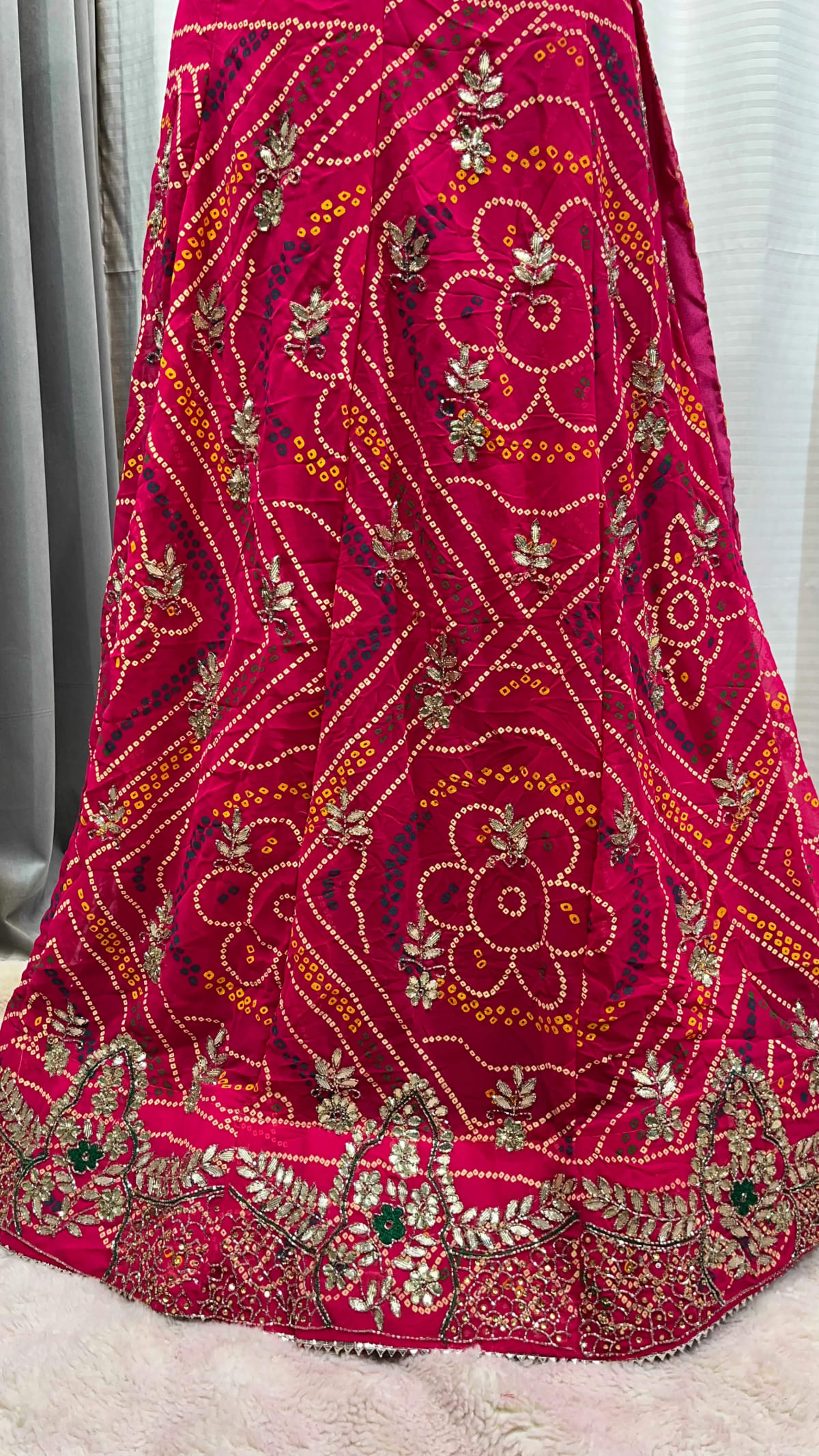 Georgette Fabric Lehenga with Handcrafted Kundan Patti Detailing