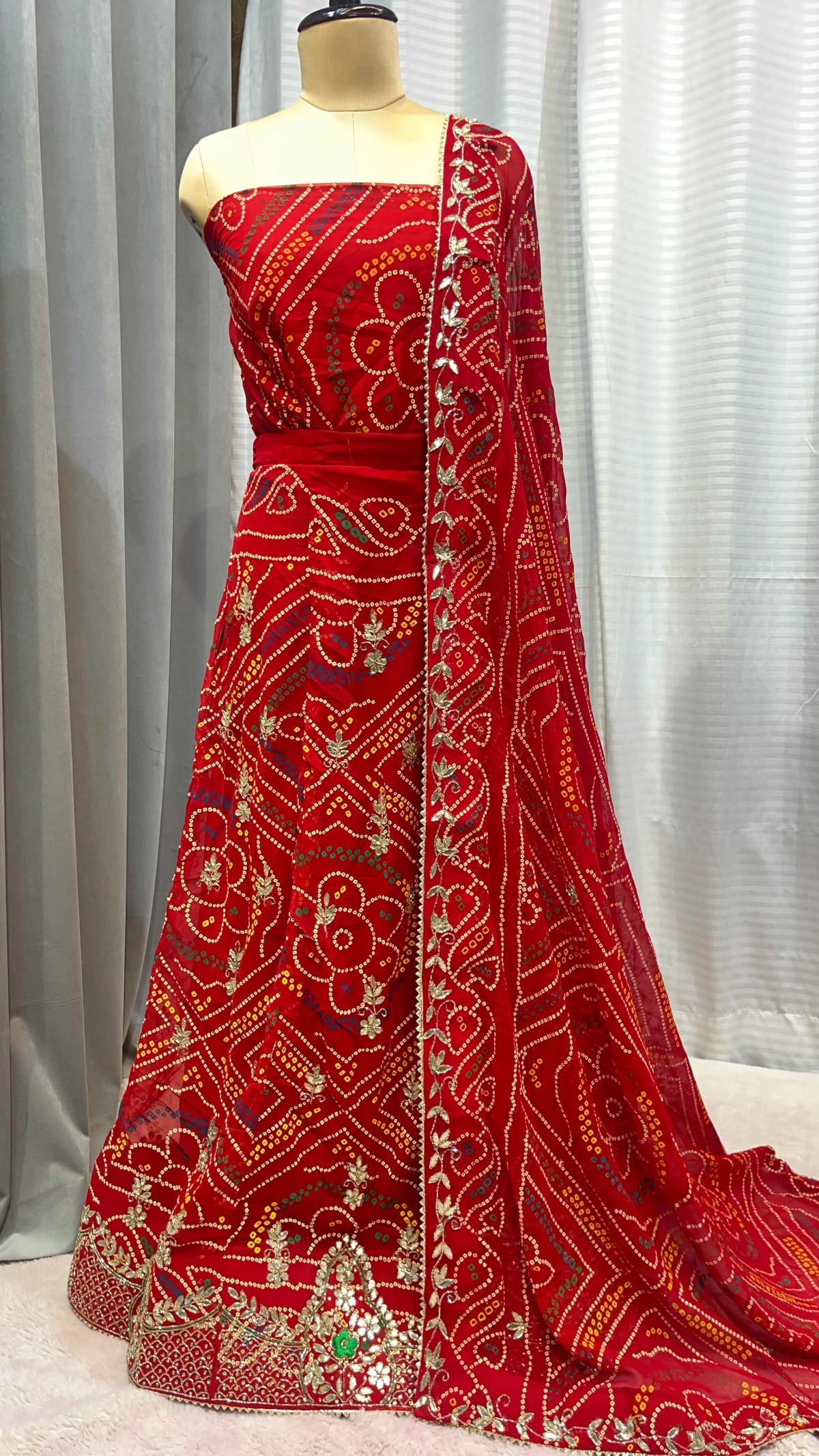 Georgette Fabric Lehenga with Handcrafted Kundan Patti Detailing