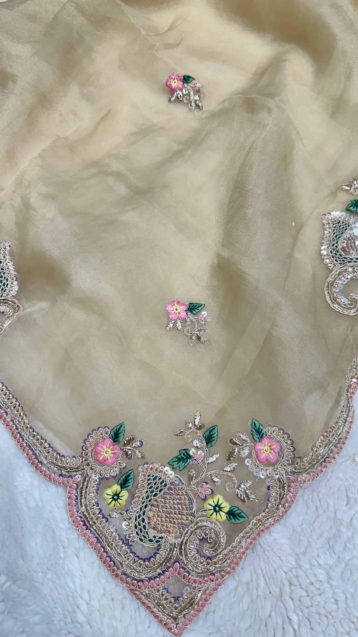 Designer Rush Georgette Fabric Saree with Zari Embroidery Sequins Work – Trending Party Wear & Wedding Saree