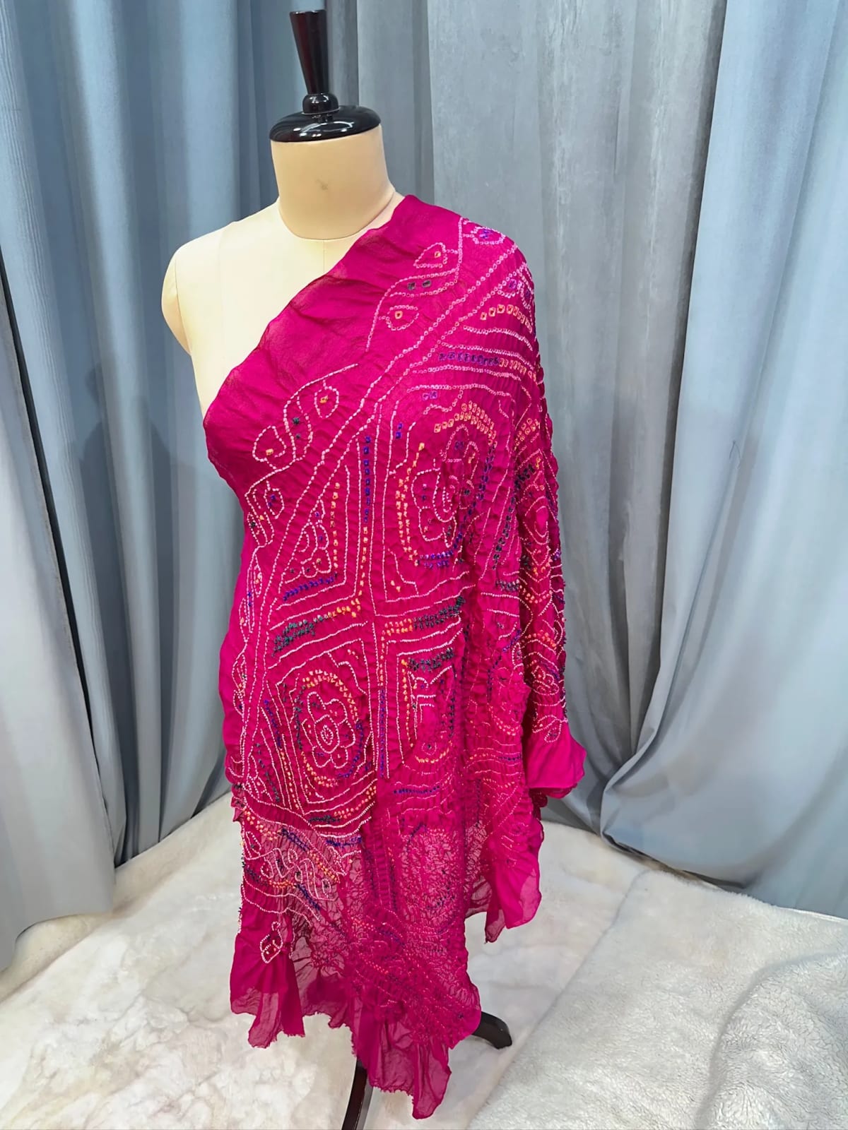 Hand Bandhej Dupatta in Paver Ojariya Crepe Fabric for Women