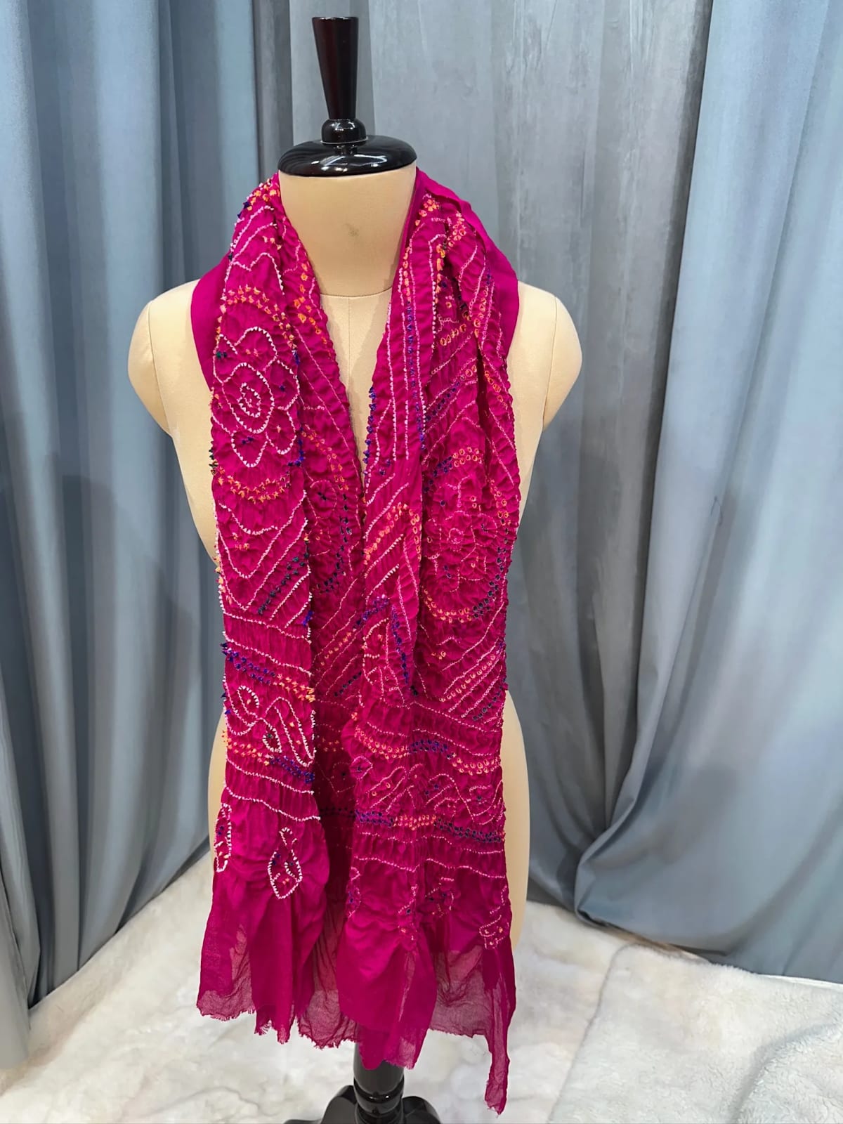 Hand Bandhej Dupatta in Paver Ojariya Crepe Fabric for Women