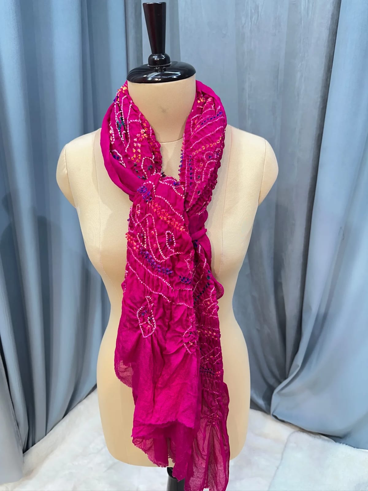 Hand Bandhej Dupatta in Paver Ojariya Crepe Fabric for Women