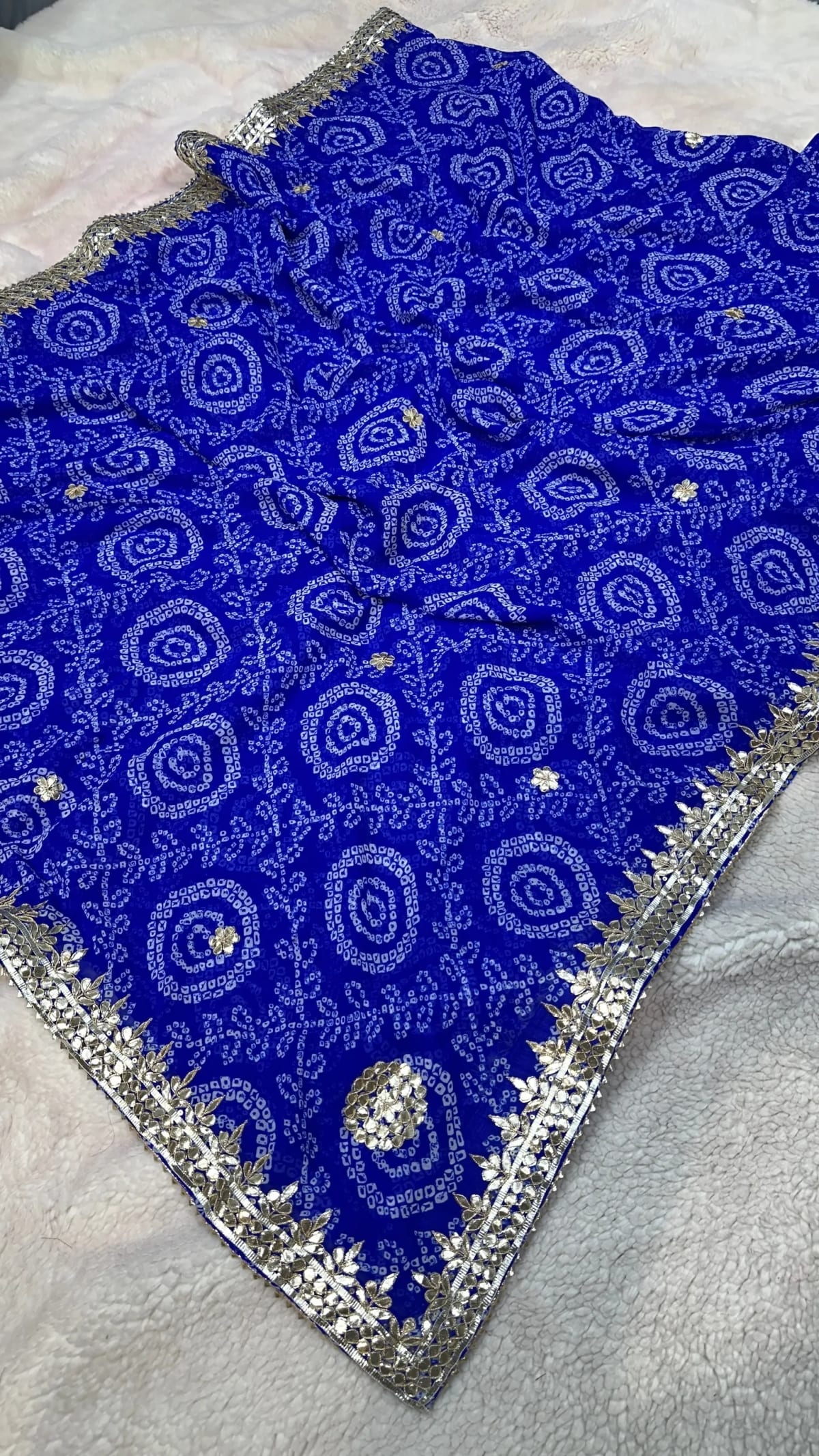 fancy bandhej saree fine Georgette fabric Gotta patti work
