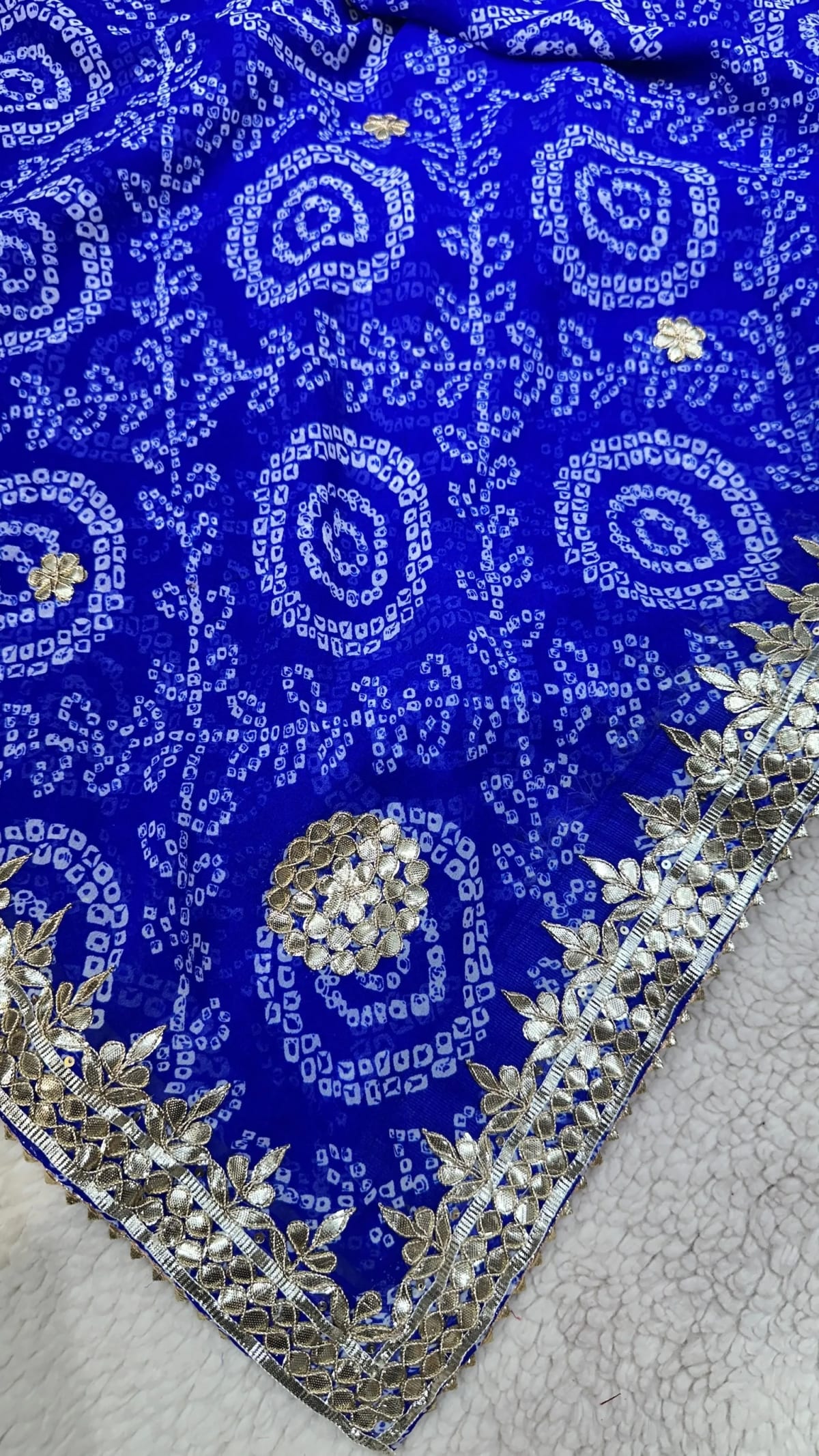 fancy bandhej saree fine Georgette fabric Gotta patti work