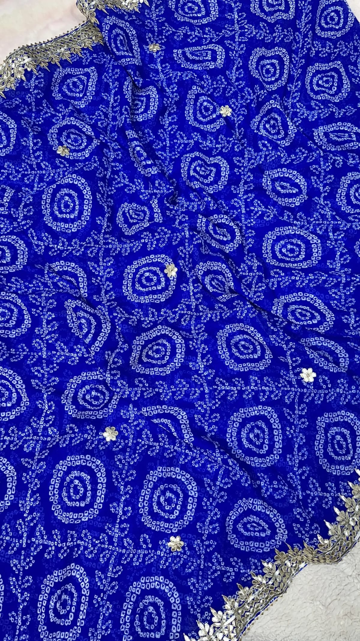 fancy bandhej saree fine Georgette fabric Gotta patti work