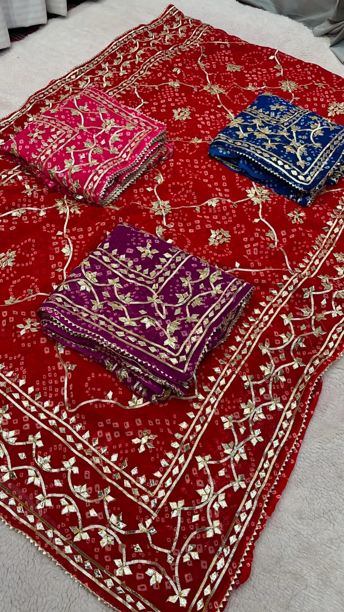 Premium Georgette Fabric Gota Jaal Work Saree for Weddings & Festive Wear