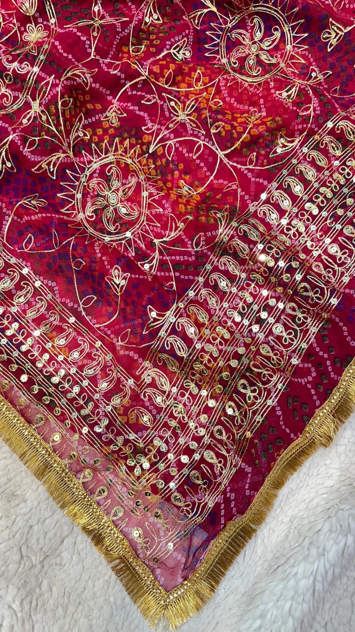 Chundri Saree in Chiffon Fabric with Rajputi Resham Aari Zari Work