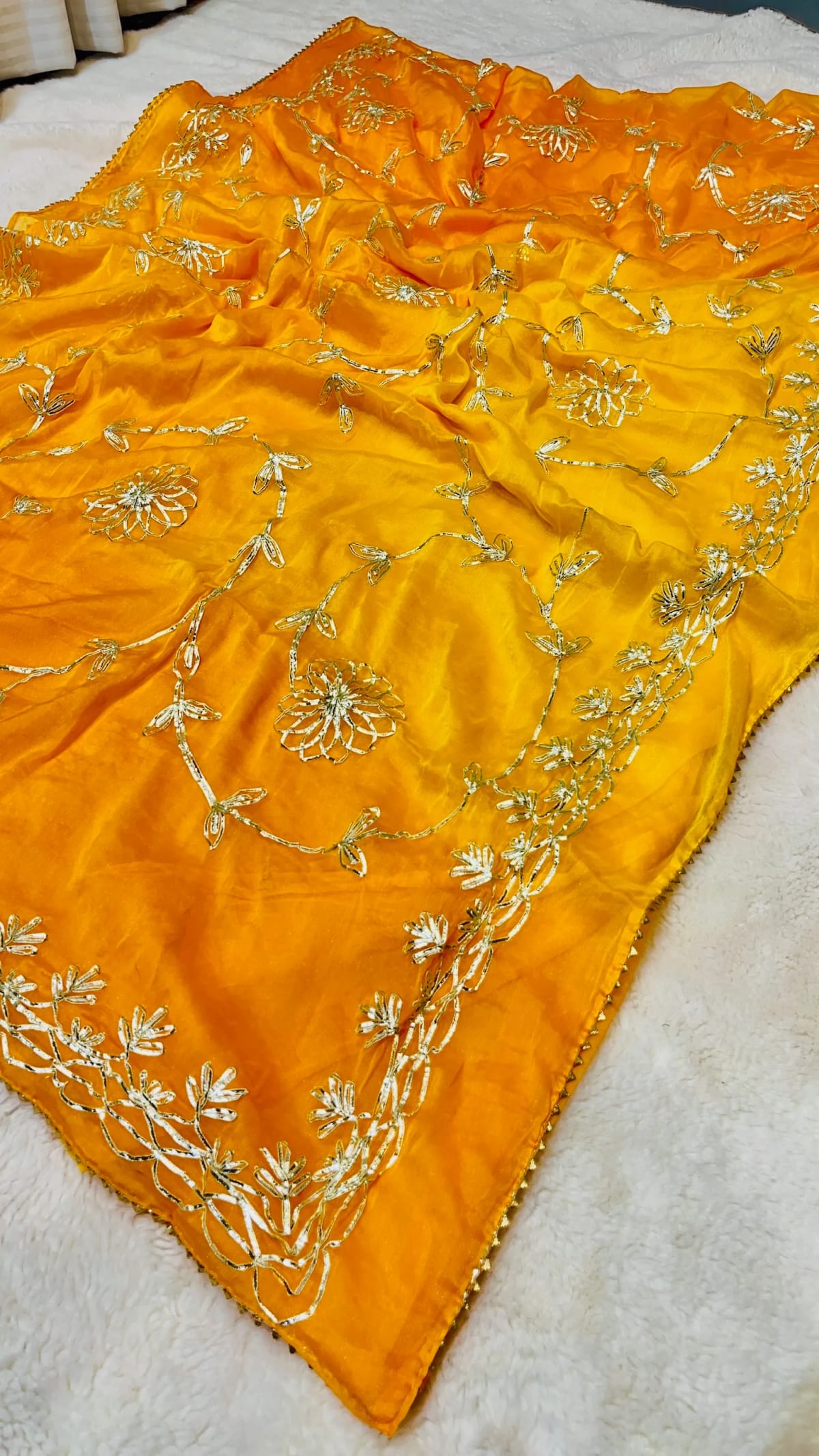 Chinon Chiffon Fabric Gotta Patti Work Saree – Elegant Festive Wear