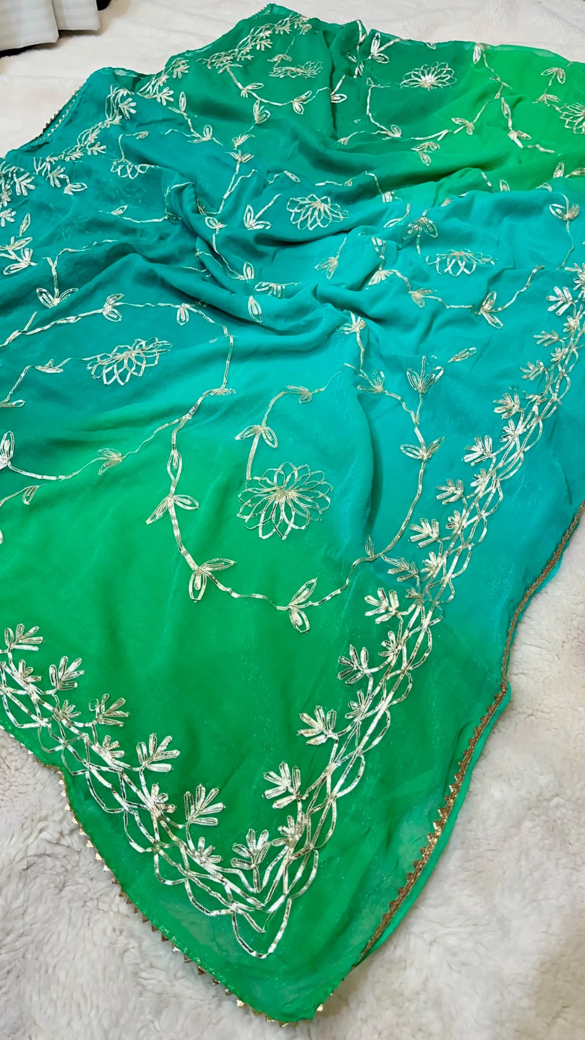 Chinon Chiffon Fabric Gotta Patti Work Saree – Elegant Festive Wear