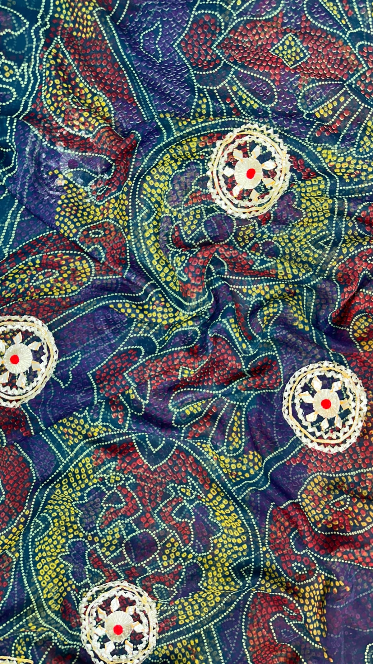 Bandhej Saree in Chiffon Fabric with Kaccha Gotta Work