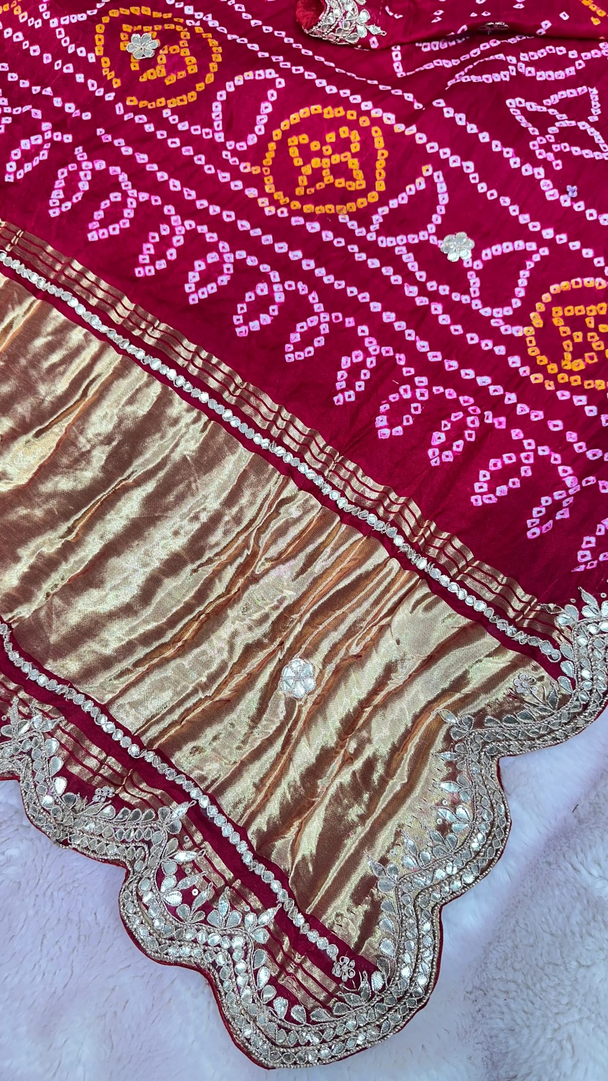 Pure Gaji Silk Saree with All-Over Zero Gota Patti Handwork