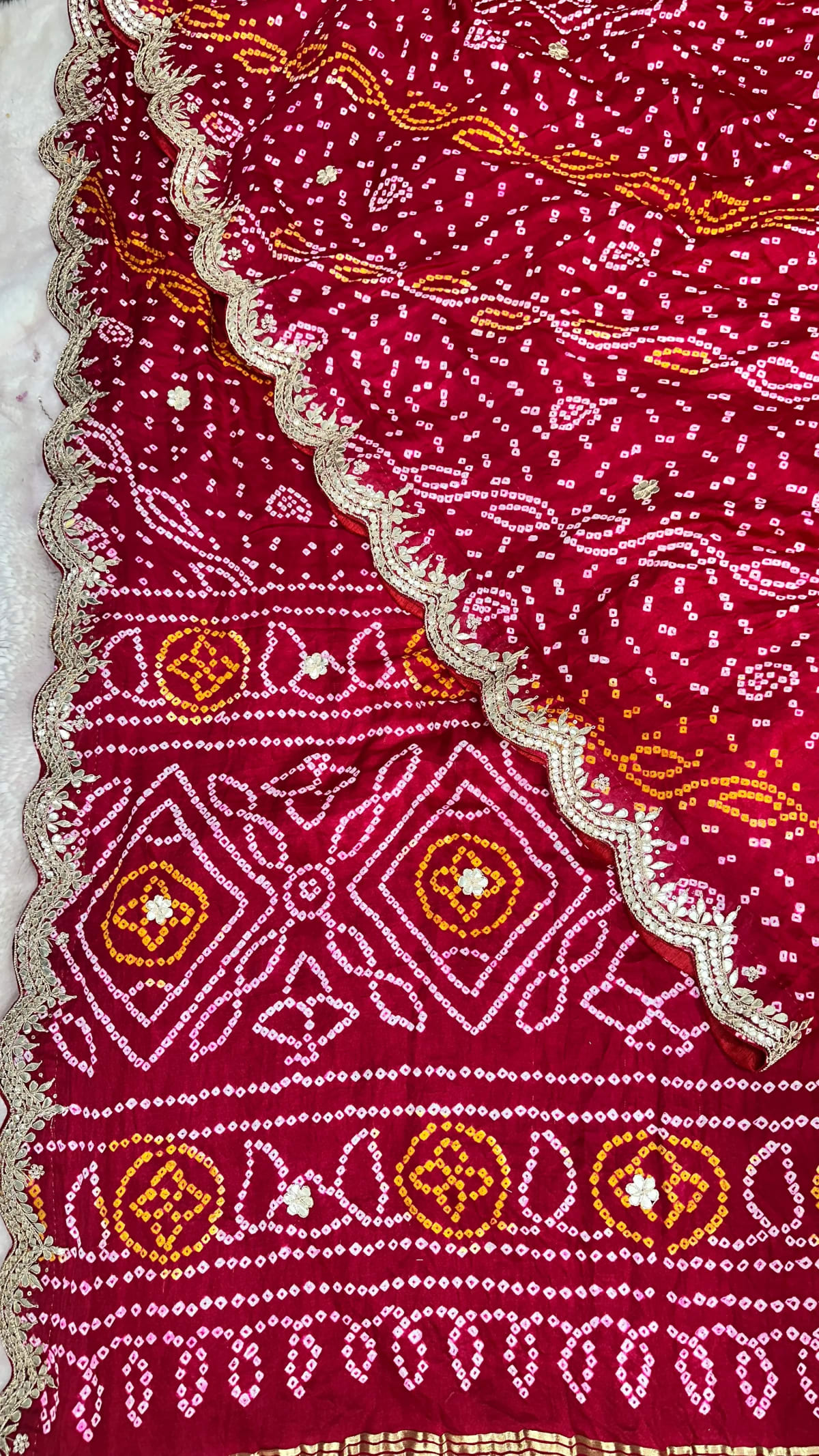 Pure Gaji Silk Saree with All-Over Zero Gota Patti Handwork
