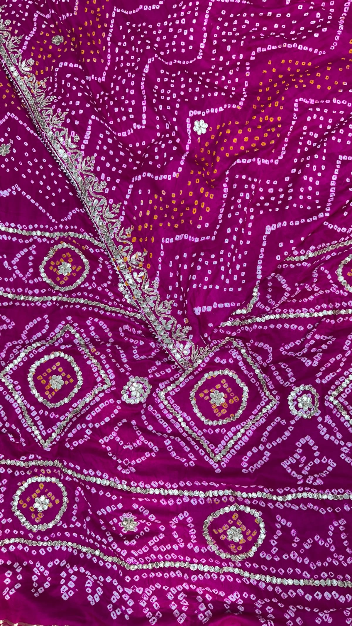 Jaipuri Pure Gaji Silk Saree with Full-Saree Zero Gota Patti Detailing