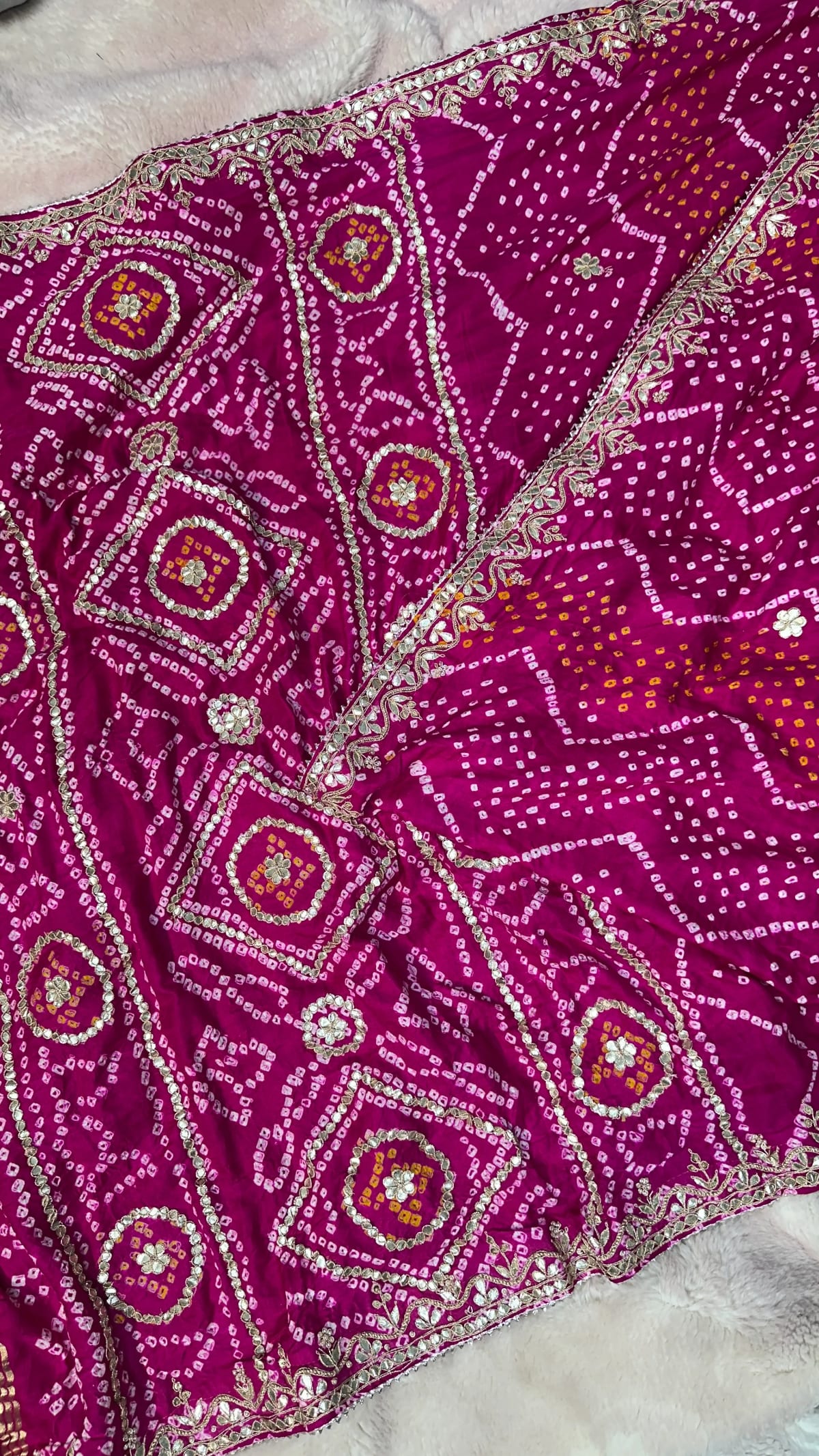 Jaipuri Pure Gaji Silk Saree with Full-Saree Zero Gota Patti Detailing