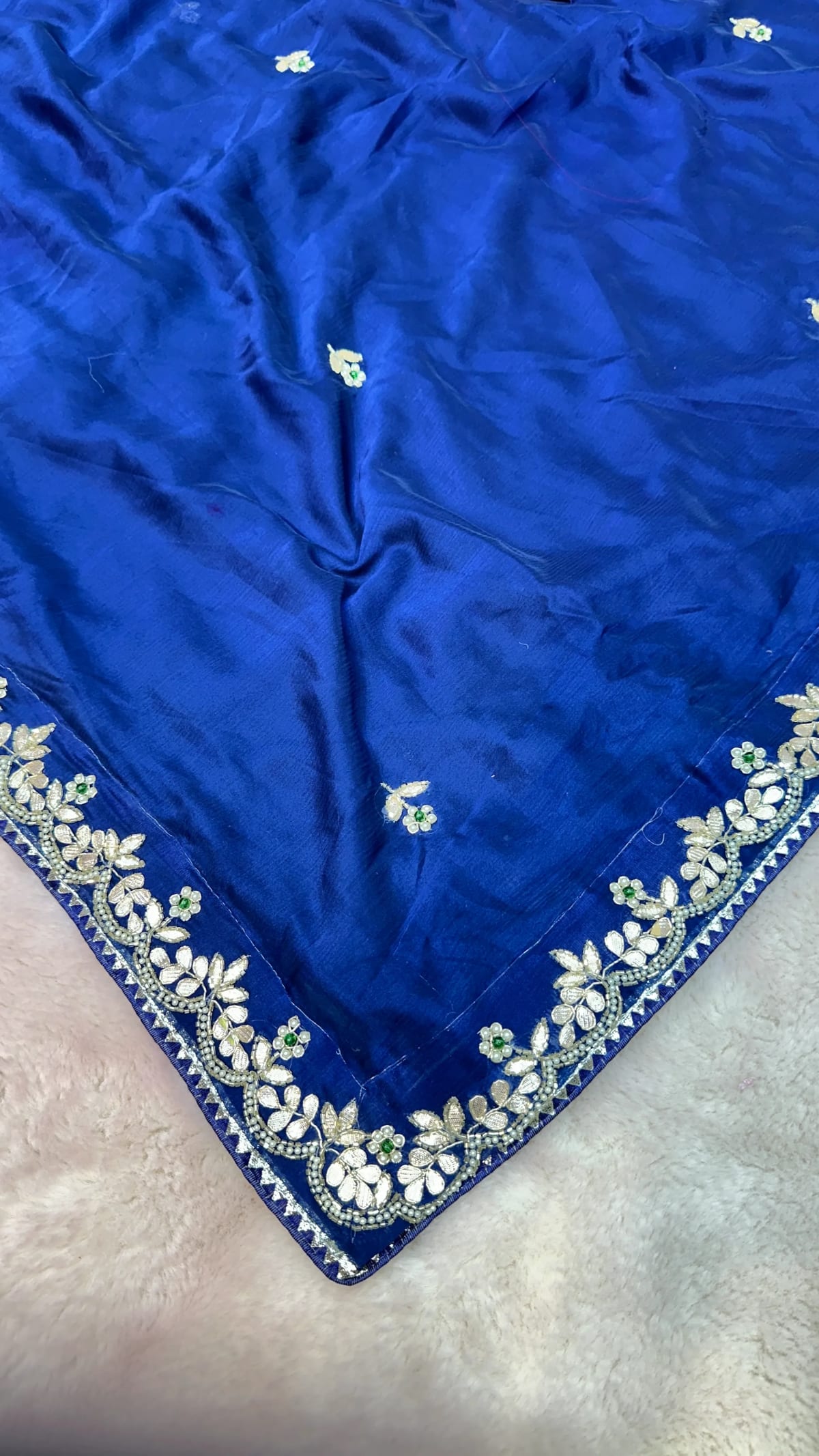 Pure Chiffon Saree with Exquisite Kardana Patti & Moti Handwork