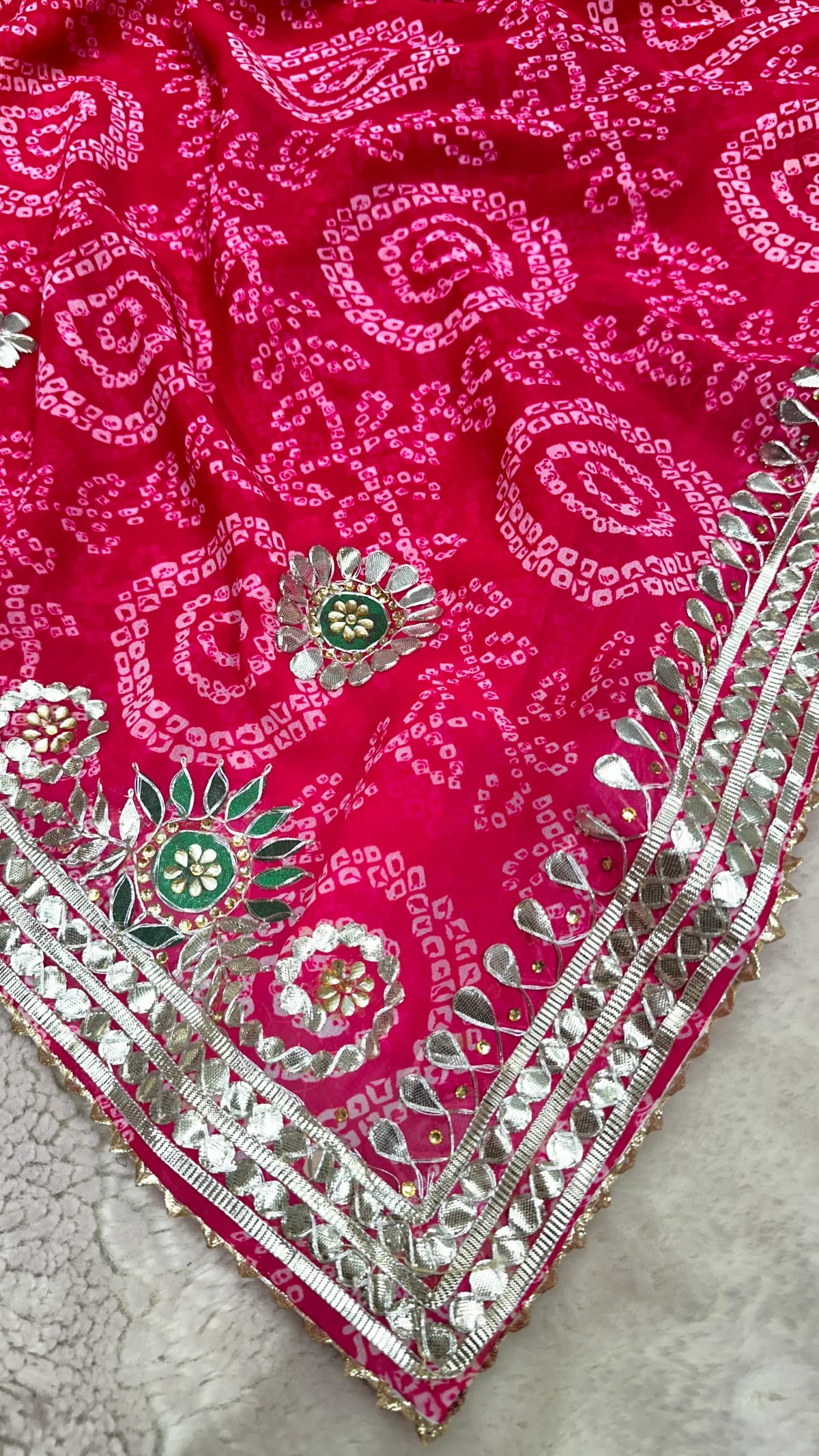 Elegant Georgette Bandhej Saree with Traditional Zero Gotta Patti Work
