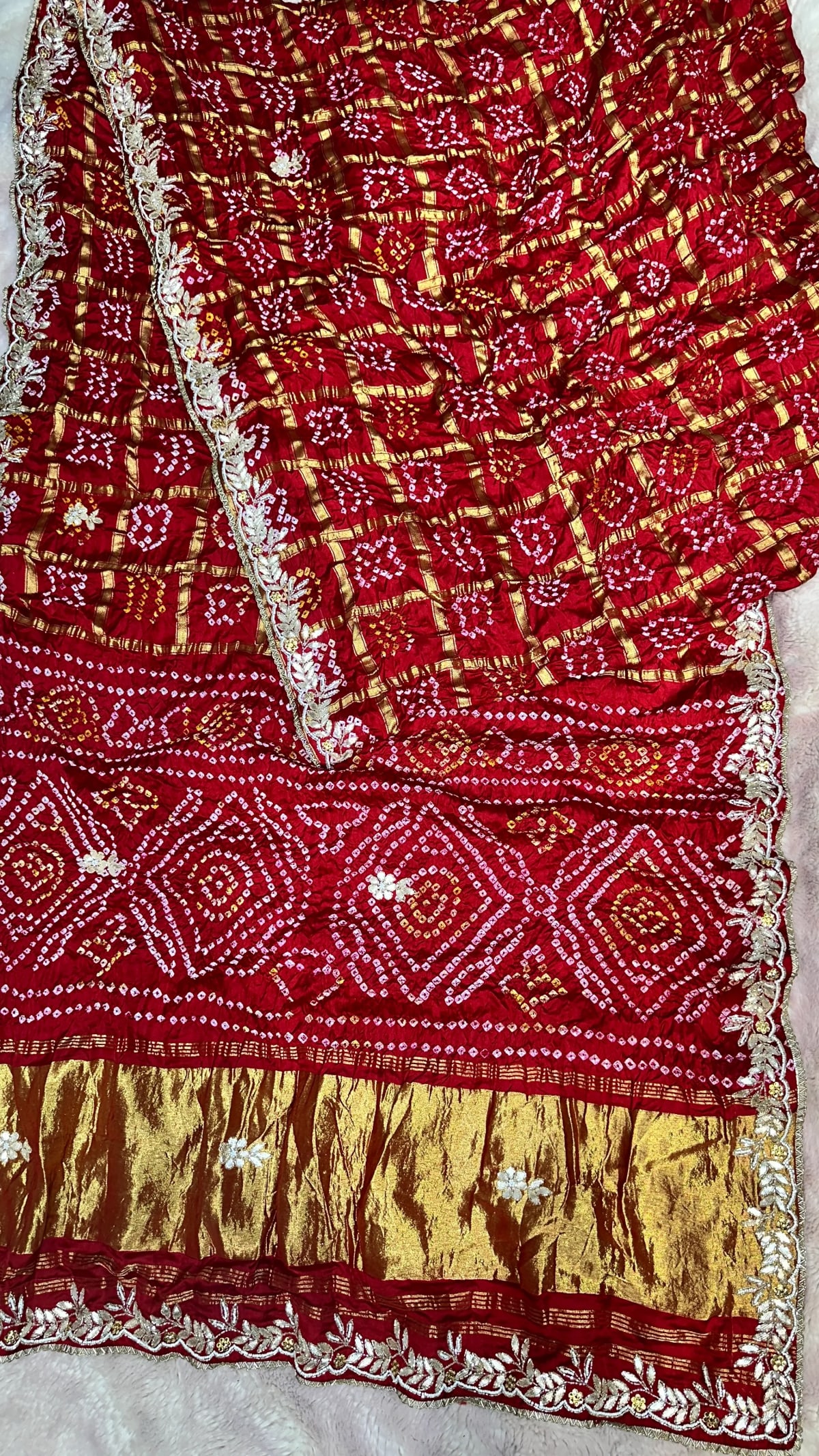 Semi Gaji Silk Saree with Detailed Kardana Patti Hand Embroidery