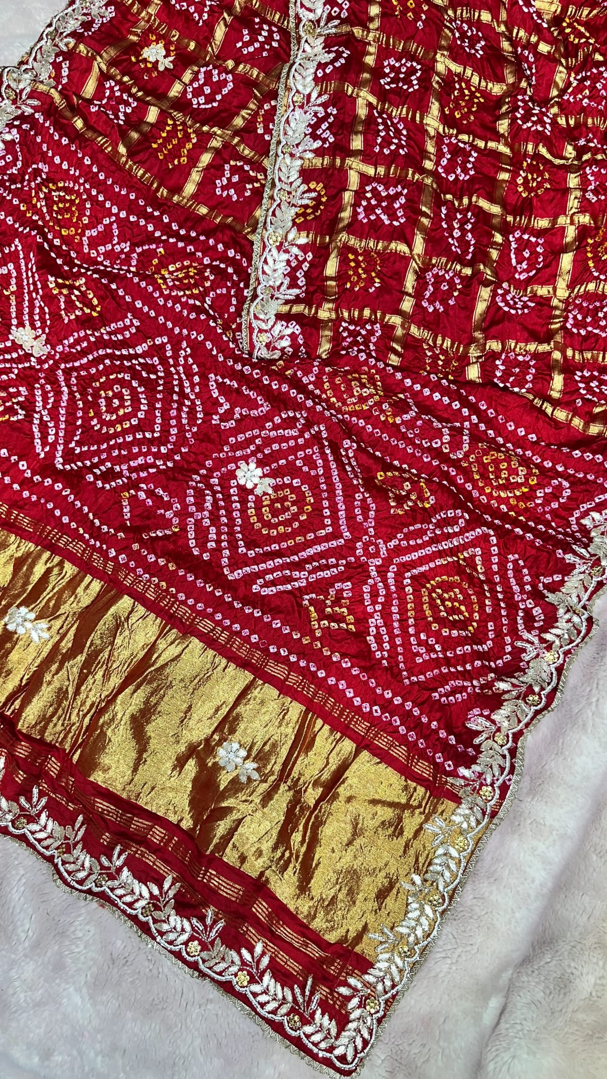 Semi Gaji Silk Saree with Detailed Kardana Patti Hand Embroidery