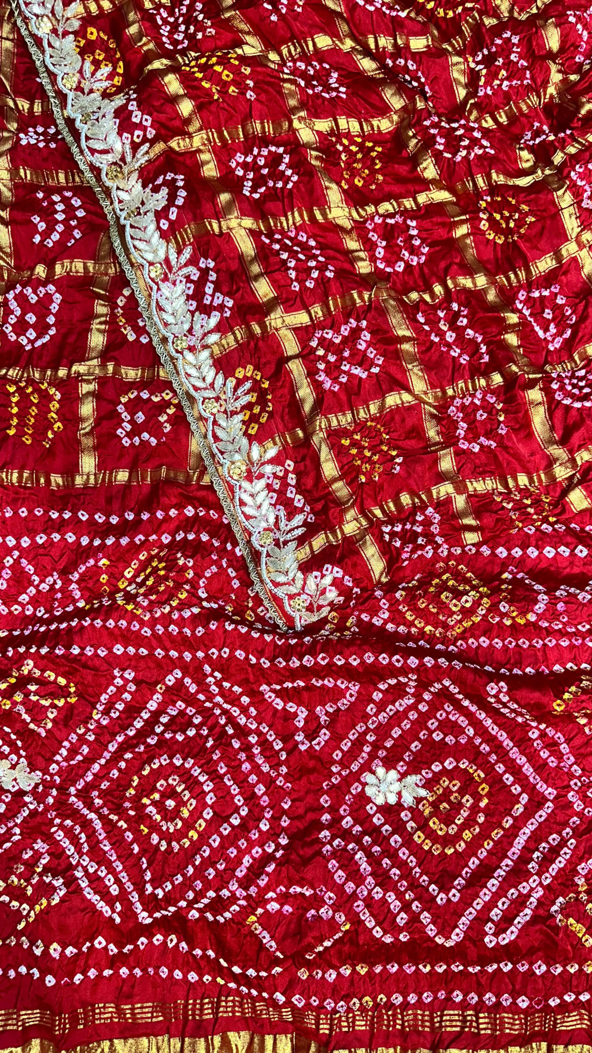 Semi Gaji Silk Saree with Detailed Kardana Patti Hand Embroidery