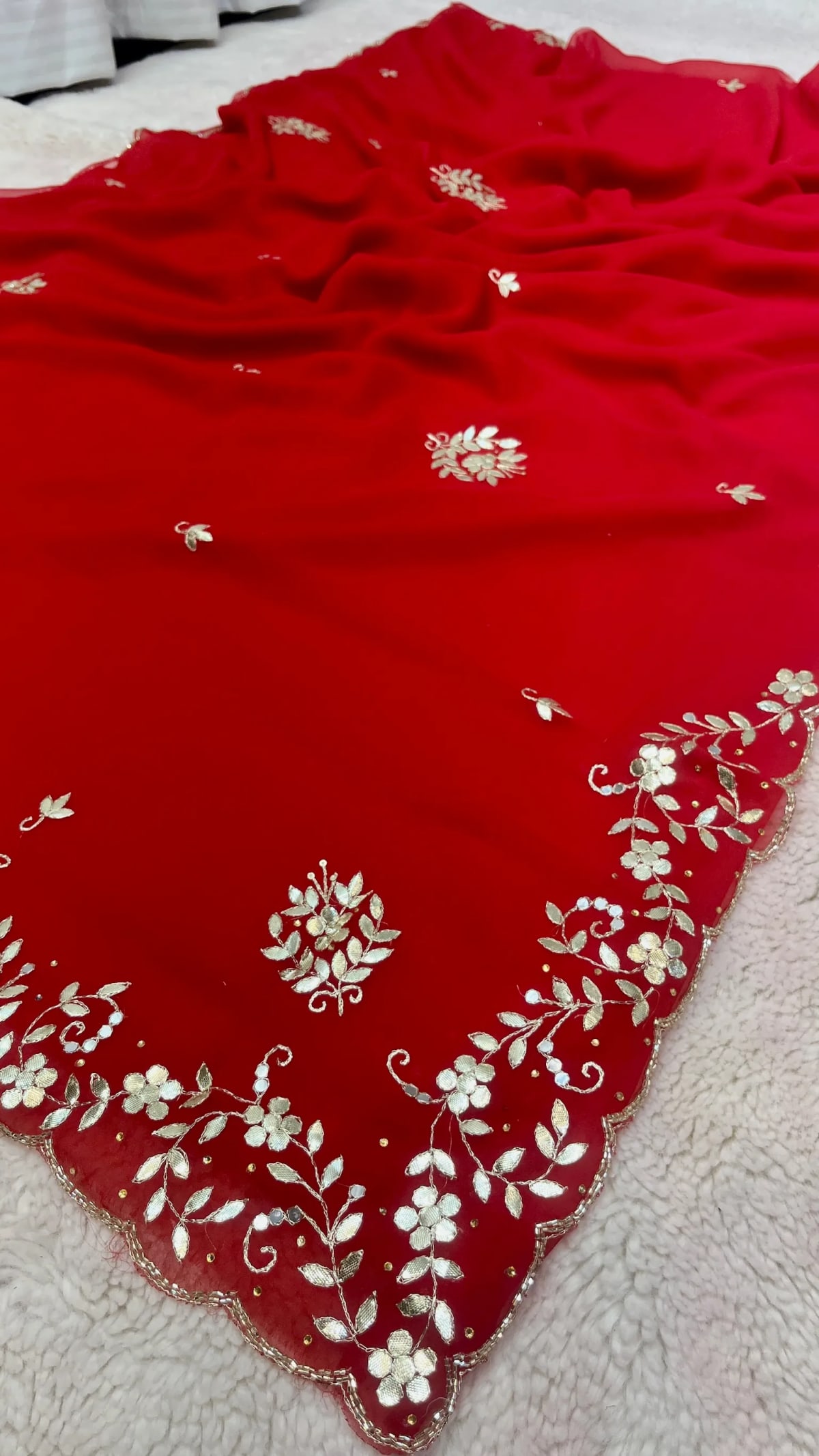 Elegant Chiffon Fabric Gota Patti Saree with Handcrafted Gota Detailing