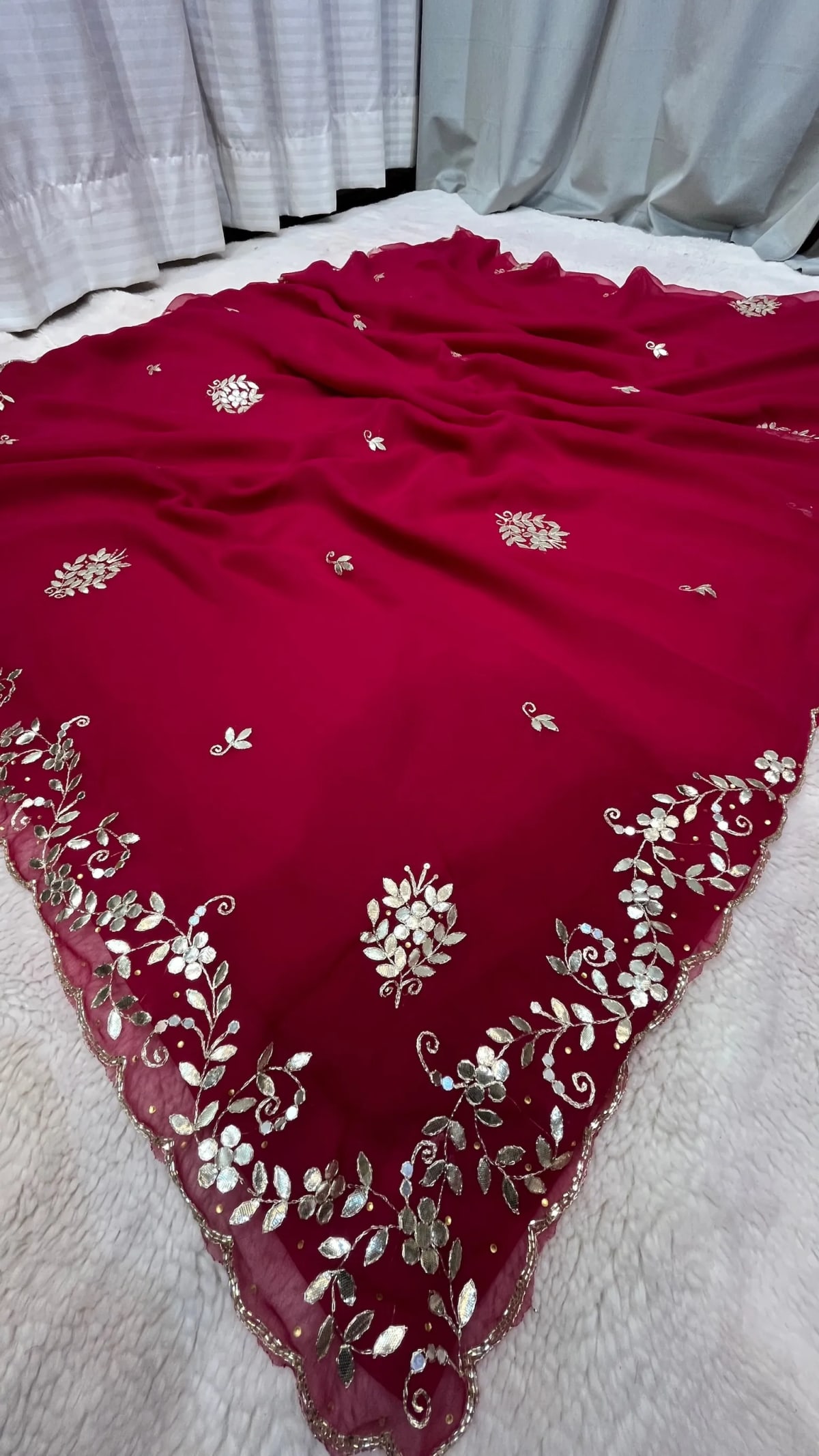 Elegant Chiffon Fabric Gota Patti Saree with Handcrafted Gota Detailing