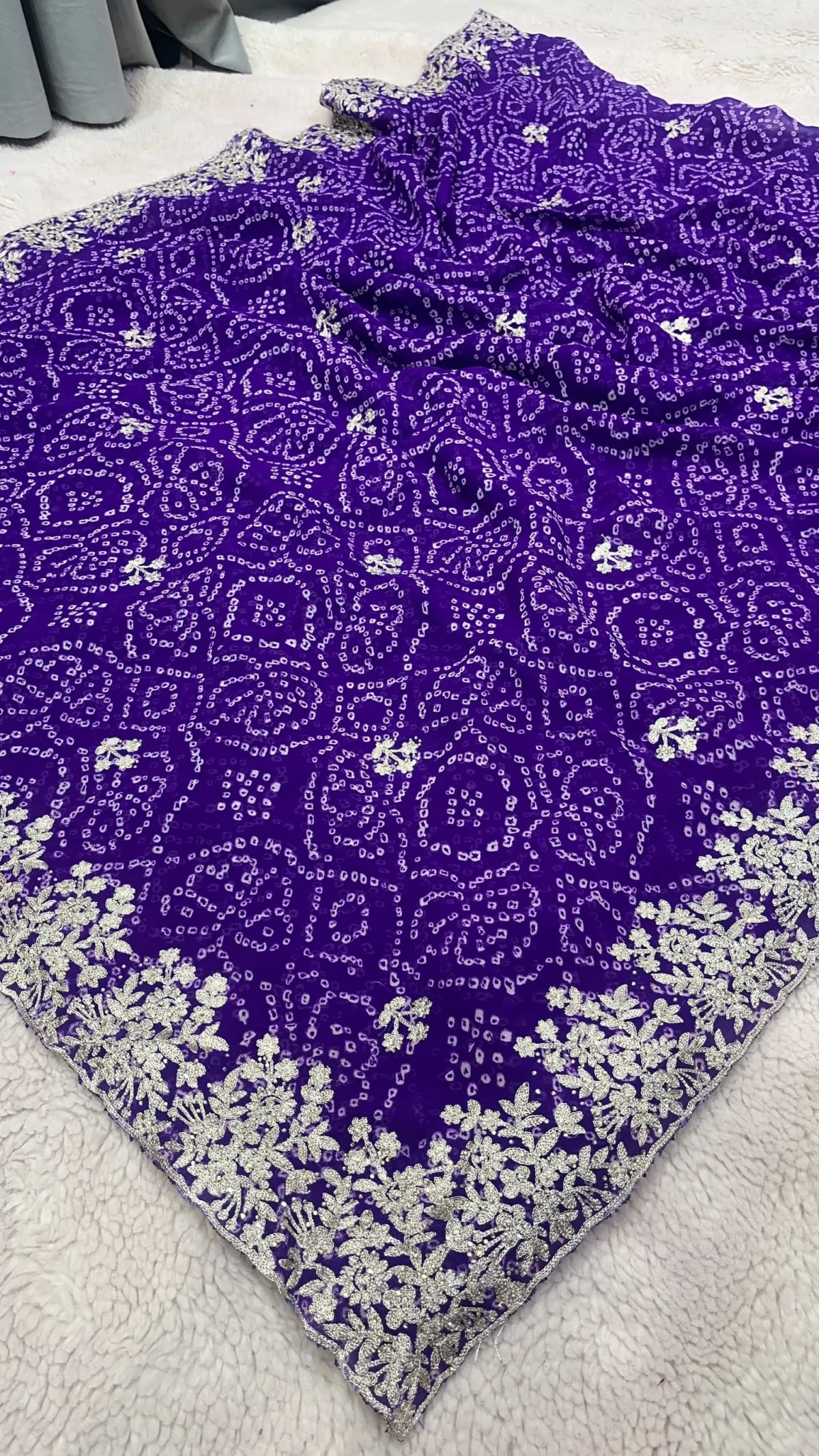 Premium Georgette Fabric Chundi Saree with Elegant Pittan Zari Work