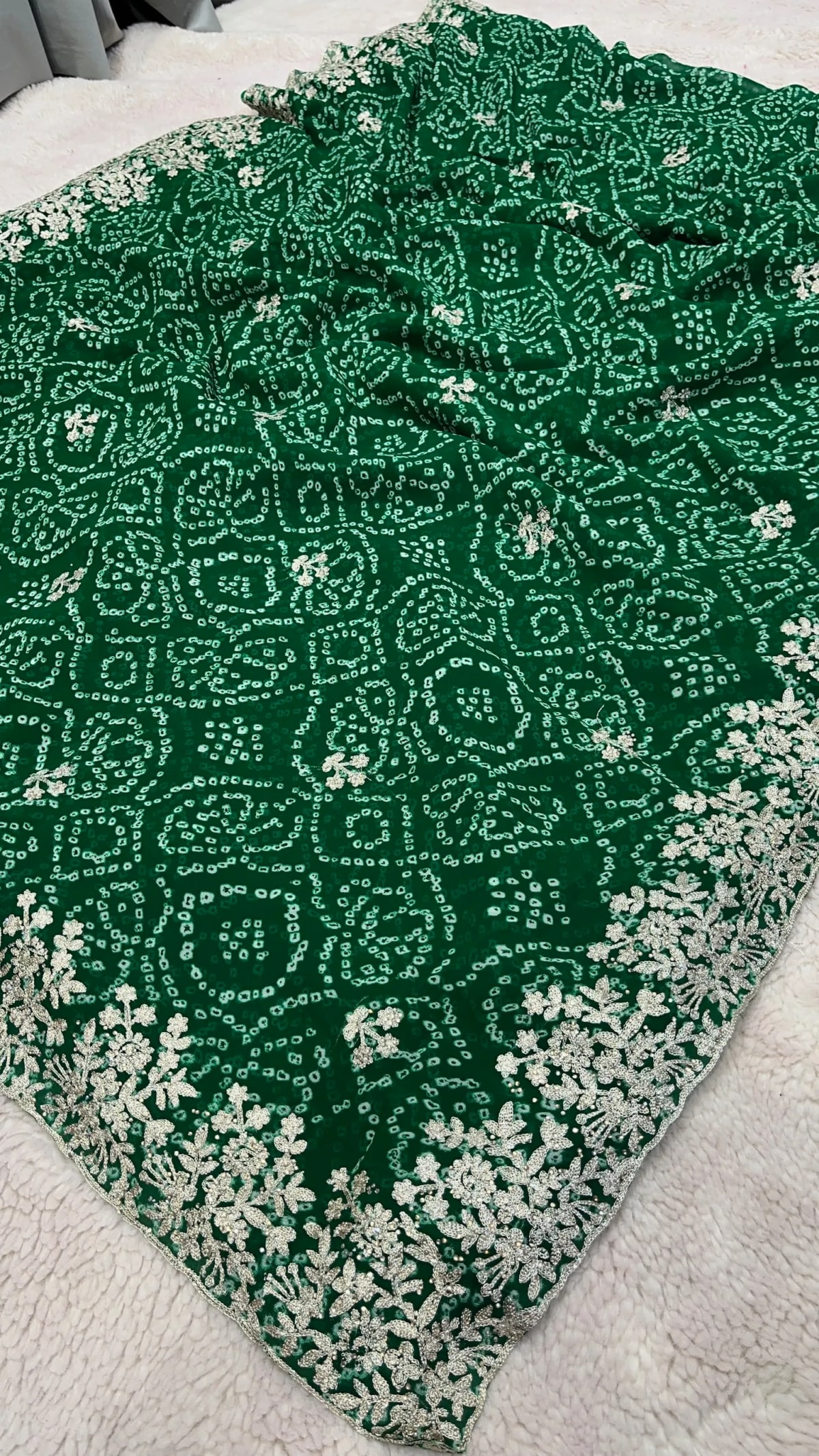 Premium Georgette Fabric Chundi Saree with Elegant Pittan Zari Work