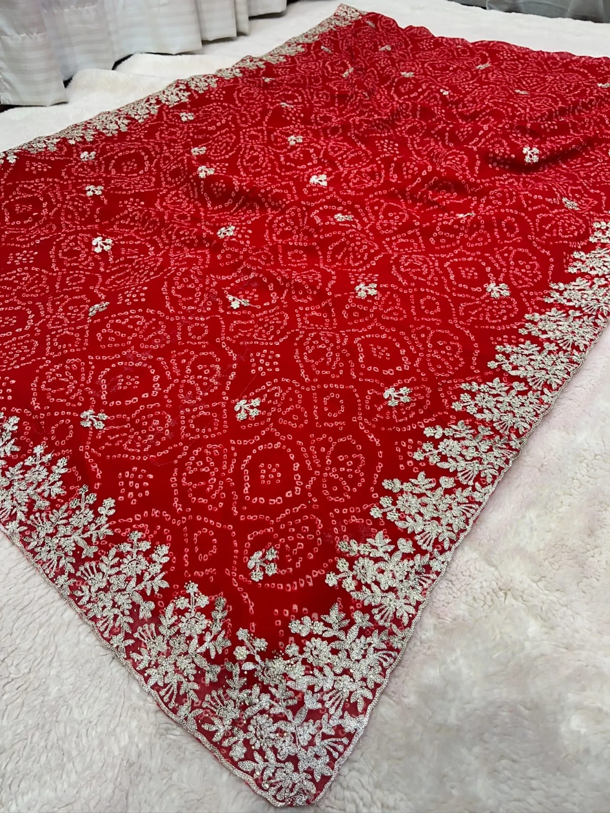 Premium Georgette Fabric Chundi Saree with Elegant Pittan Zari Work